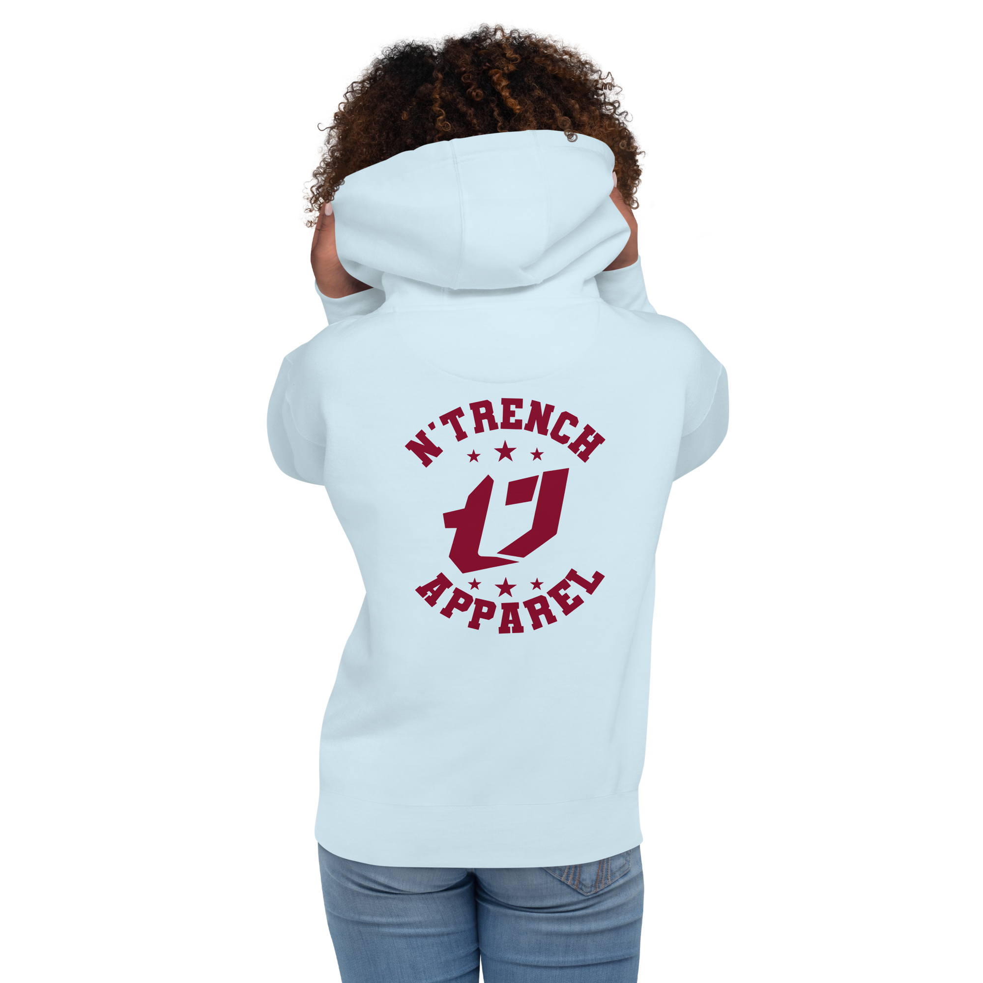 N'Trench Apparel Burgundy Logo And Font Back design Unisex Hoodi