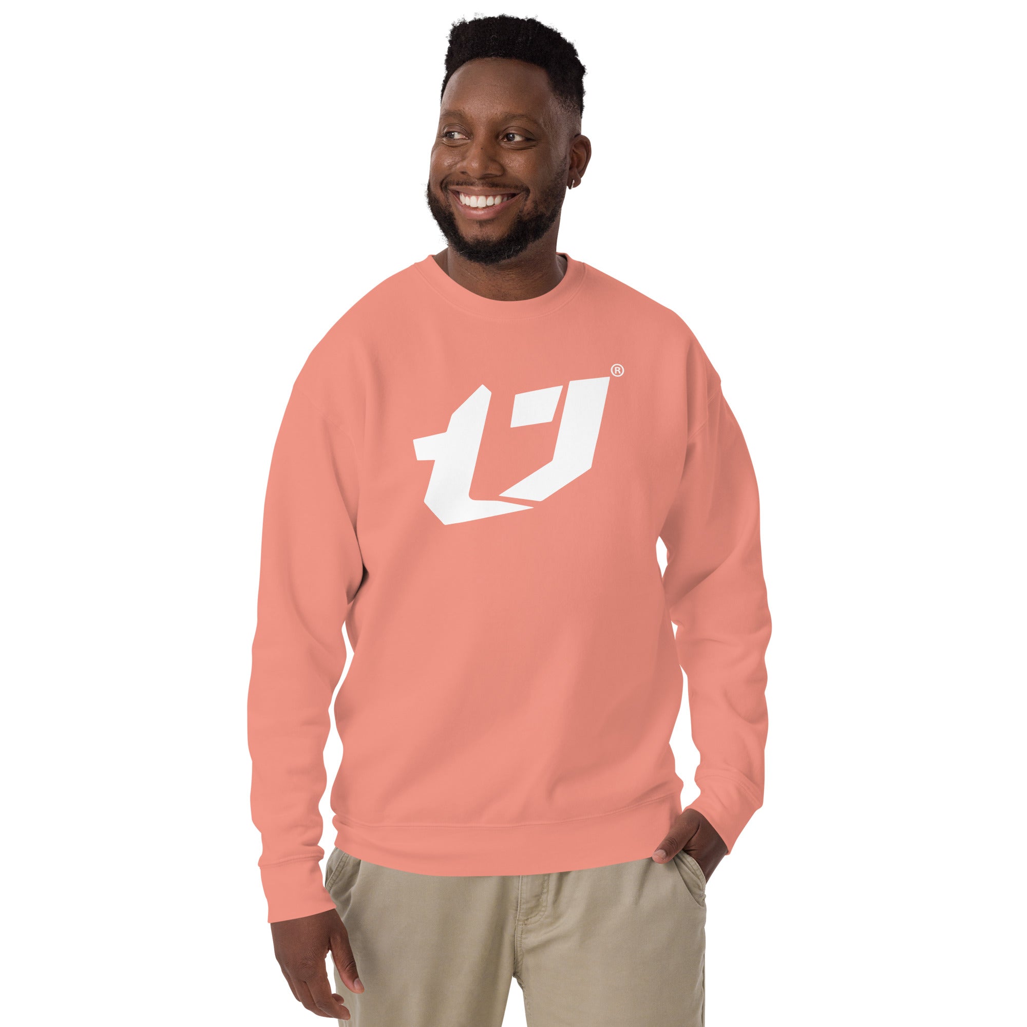 N'Trench Men/Guys White Large Logo Premium Sweatshirt