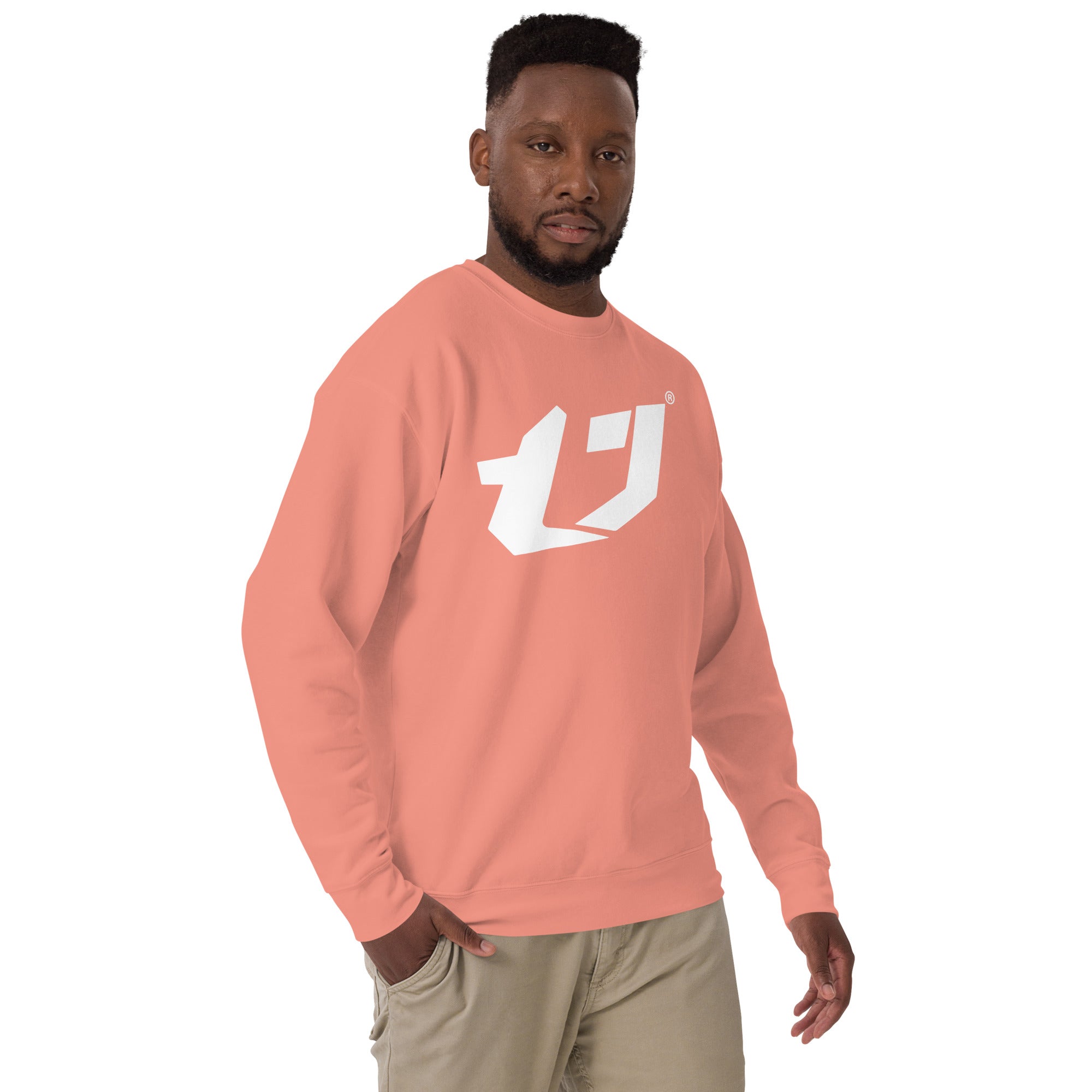 N'Trench Men/Guys White Large Logo Premium Sweatshirt