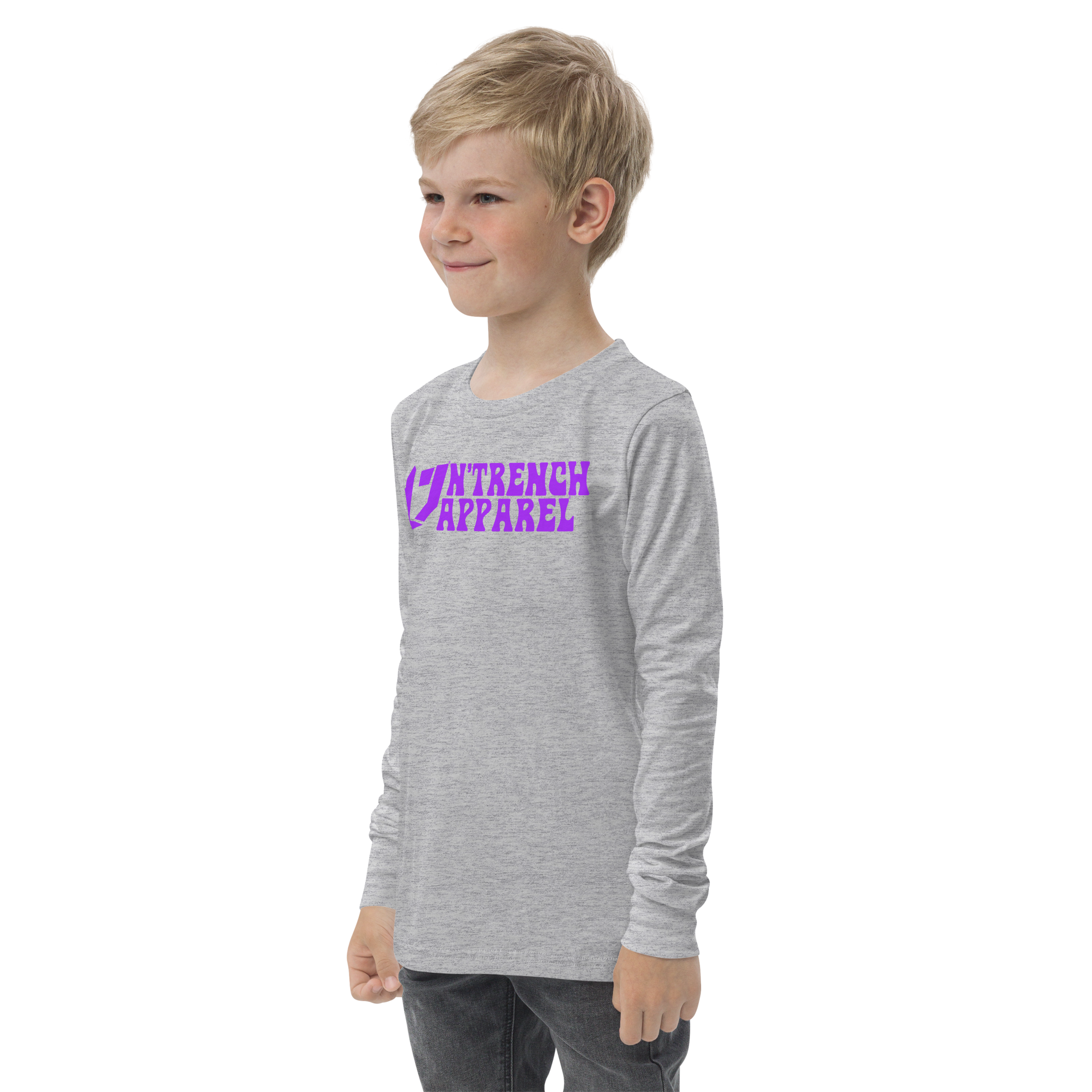 N'Trench Apparel Purple Lettering Youth/Girls Long Sleeve Tee