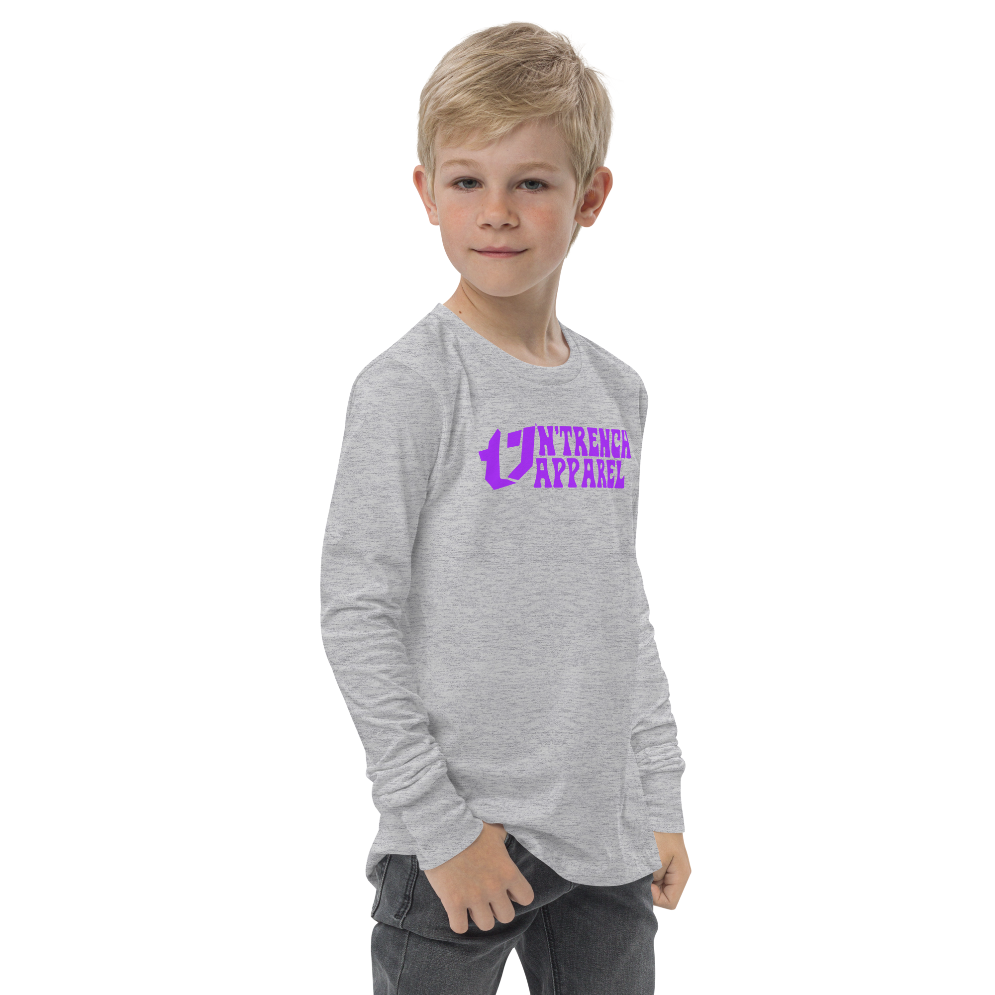 N'Trench Apparel Purple Lettering Youth/Girls Long Sleeve Tee