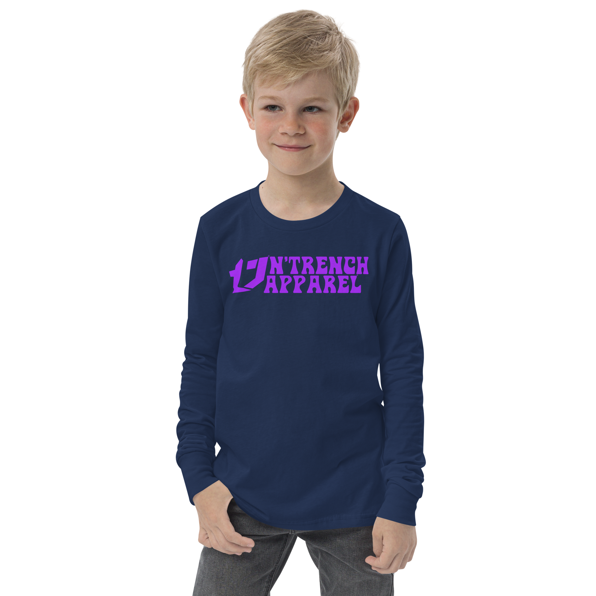 N'Trench Apparel Purple Lettering Youth/Girls long sleeve tee
