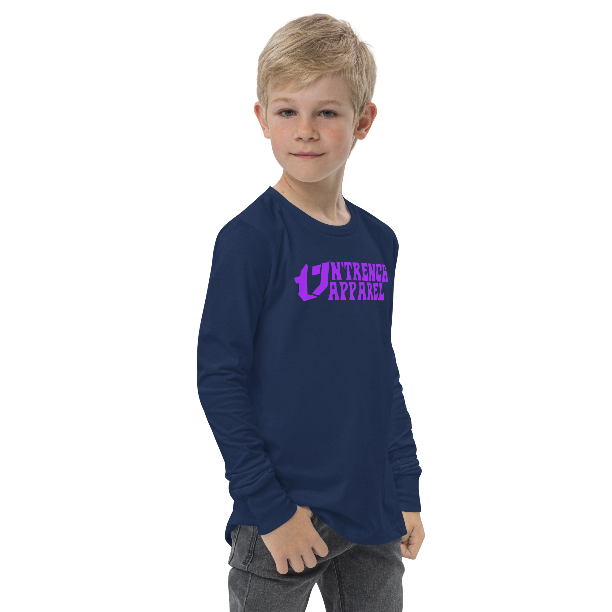 N'Trench Apparel Purple Lettering Youth/Girls long sleeve tee