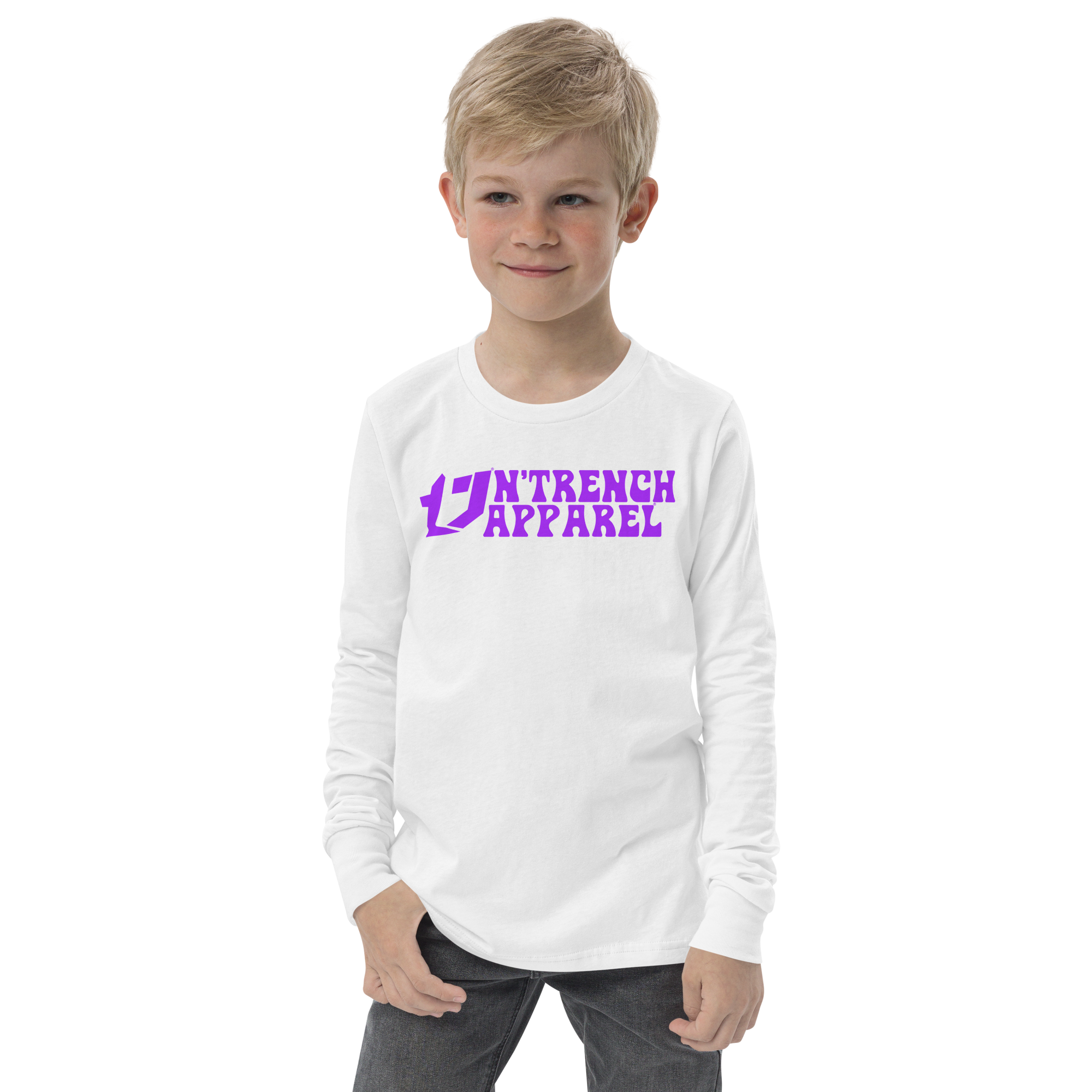 N'Trench Apparel Purple Lettering Youth/Girls long sleeve tee