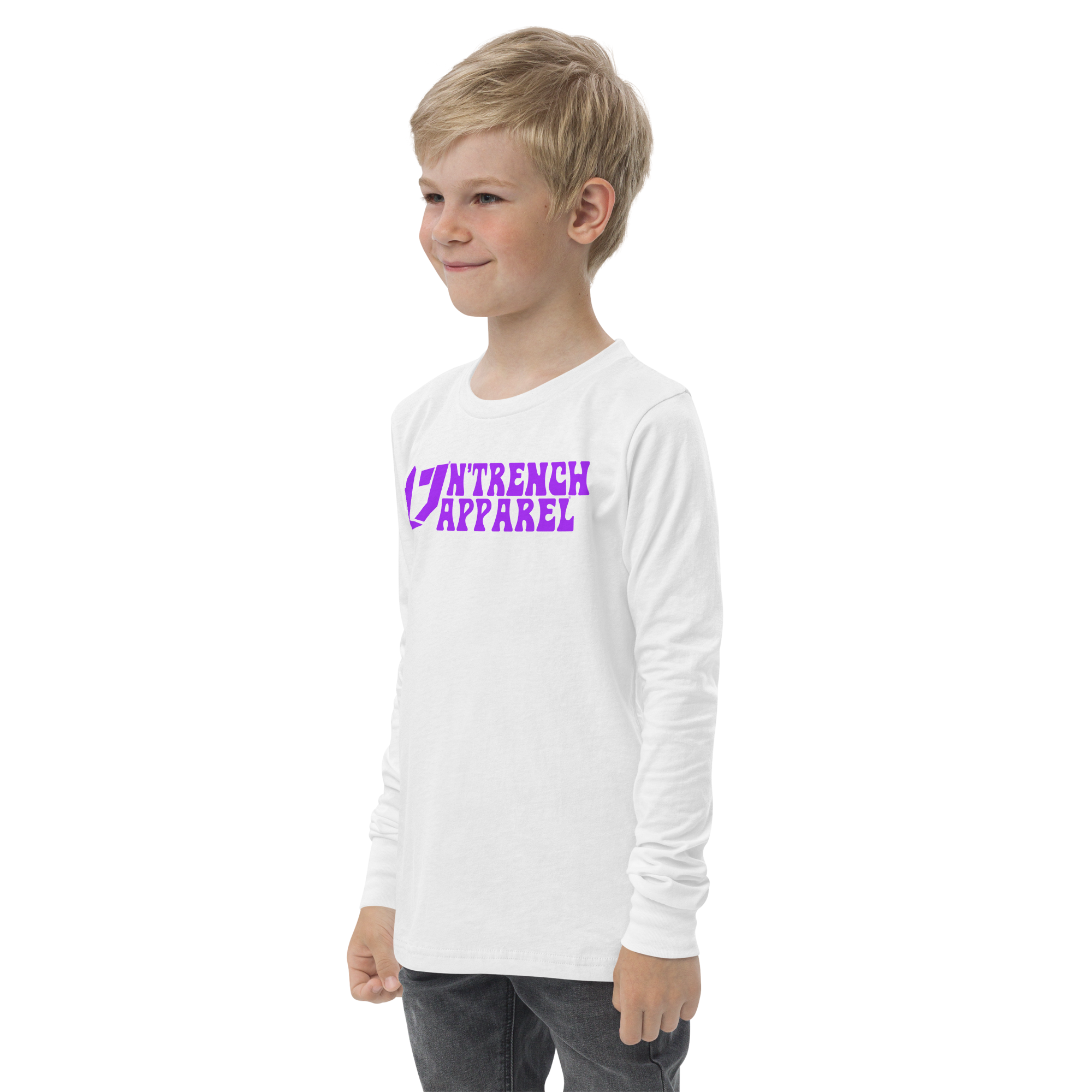 N'Trench Apparel Purple Lettering Youth/Girls long sleeve tee