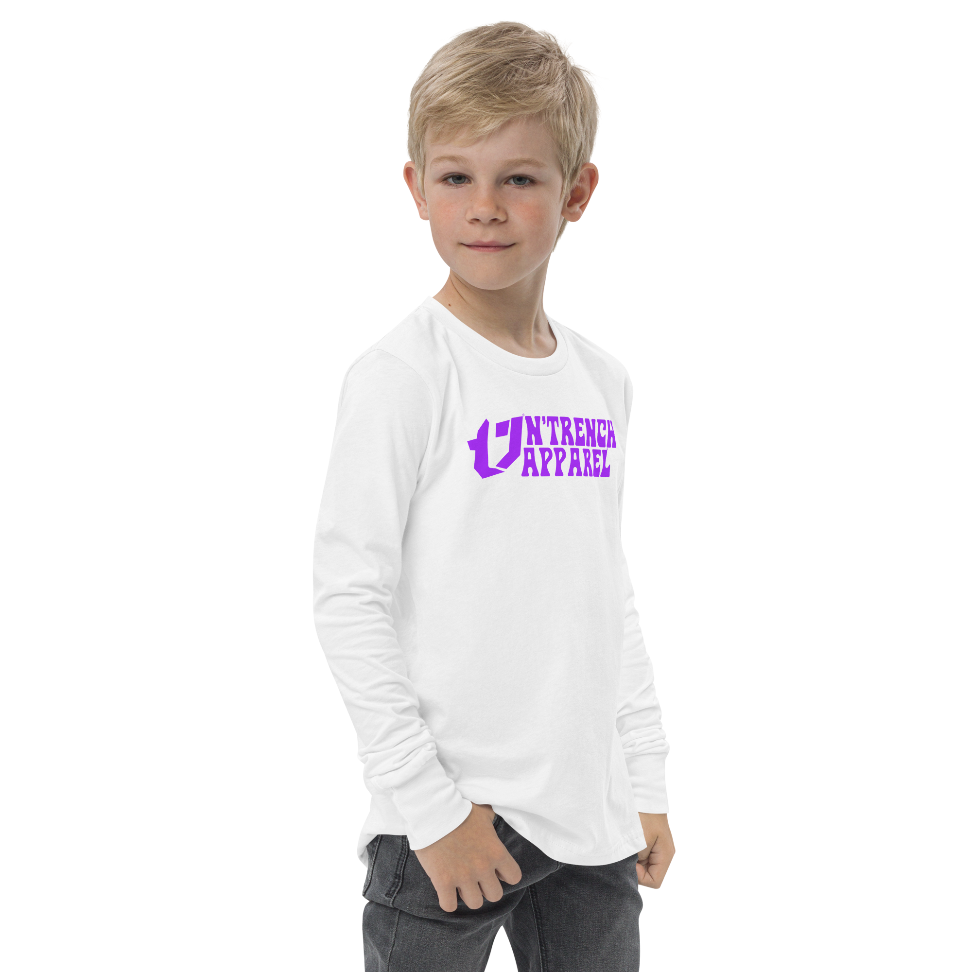 N'Trench Apparel Purple Lettering Youth/Girls long sleeve tee