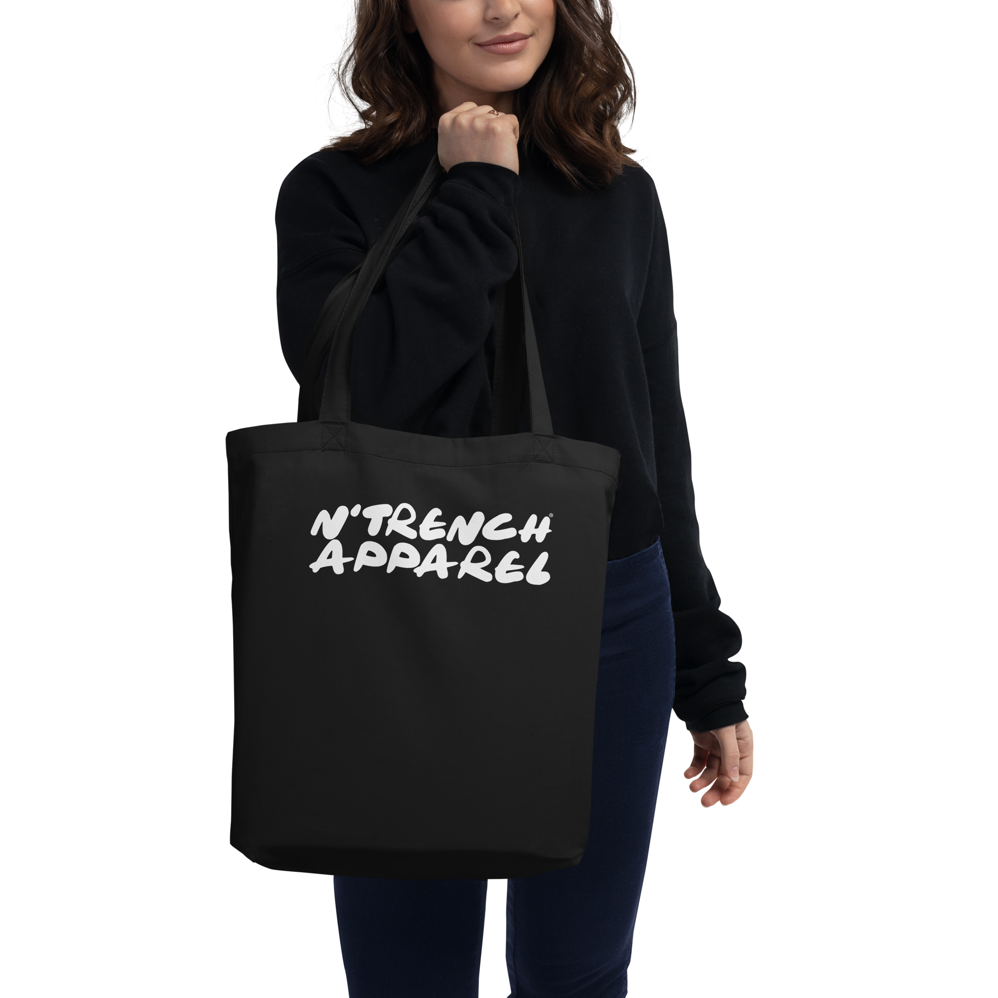 N'Trench Apparel White Lettering Eco Tote Bag