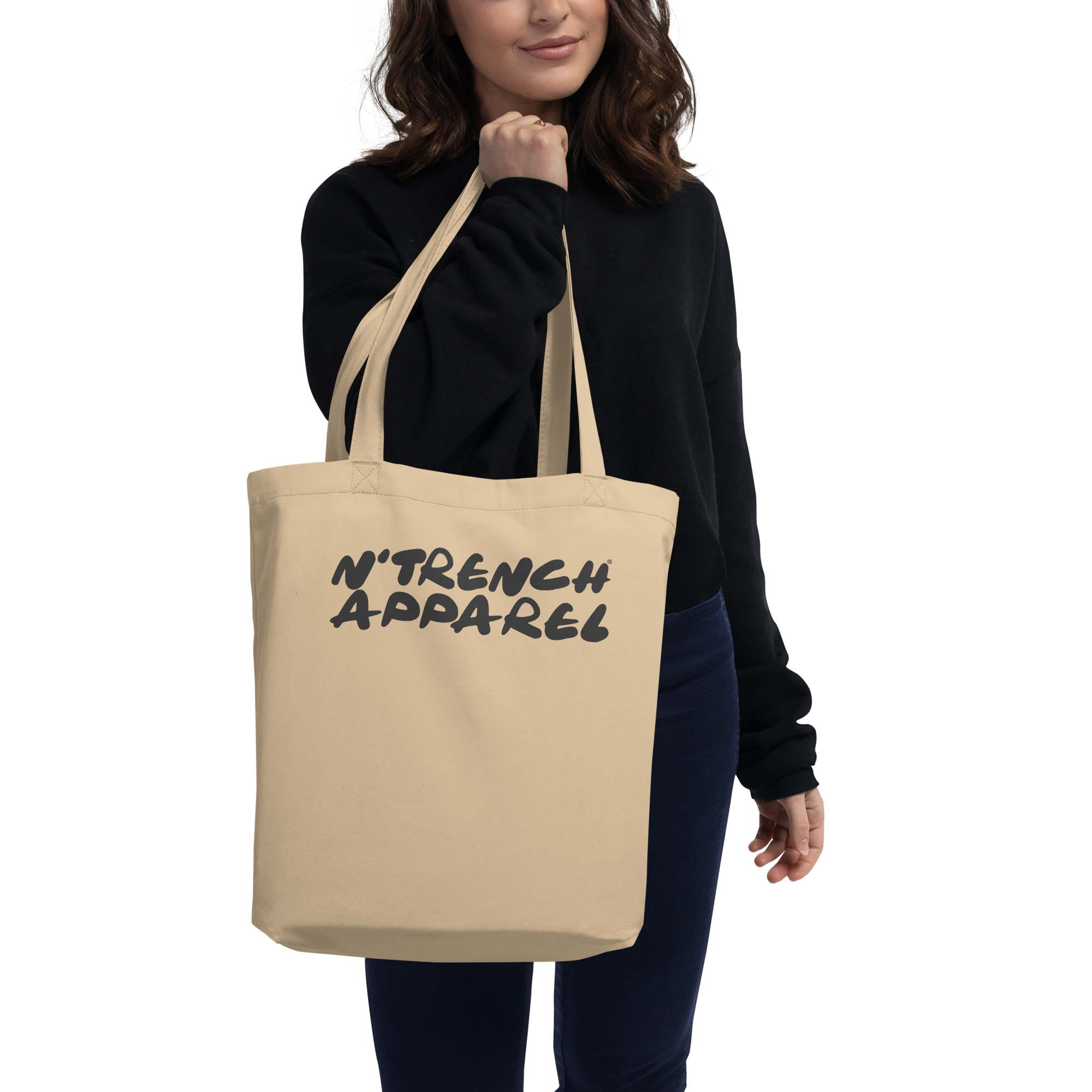 N'Trench Apparel Black Lettering Eco Tote Bag