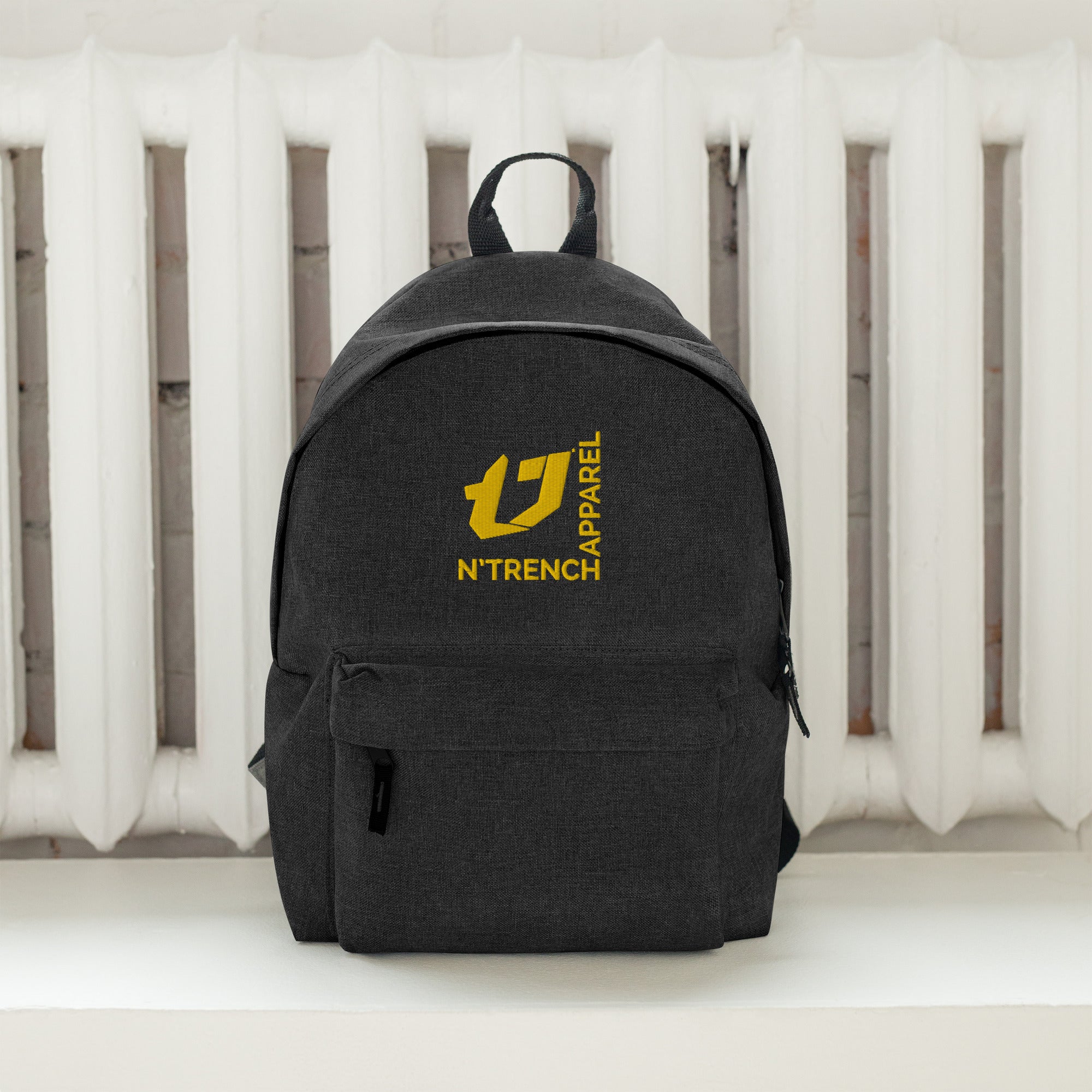 N'Trench Apparel Gold Lettering And Logo Embroidered Backpack