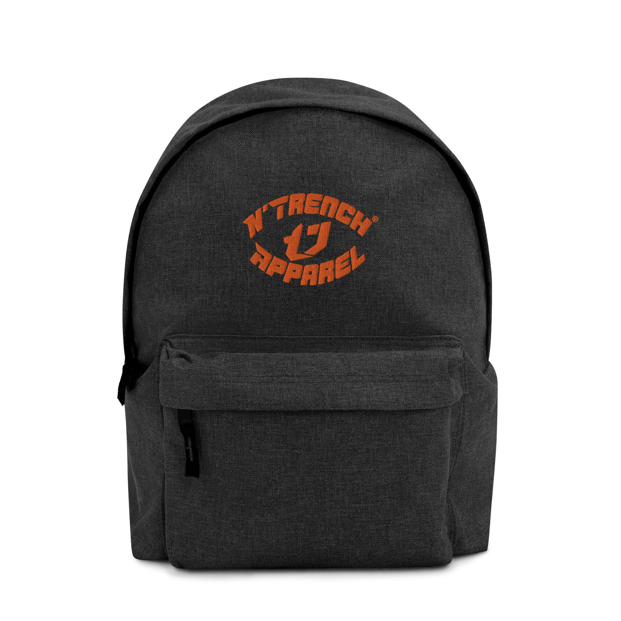 N'Trench Apparel Orange Lettering And Logo Embroidered Backpack