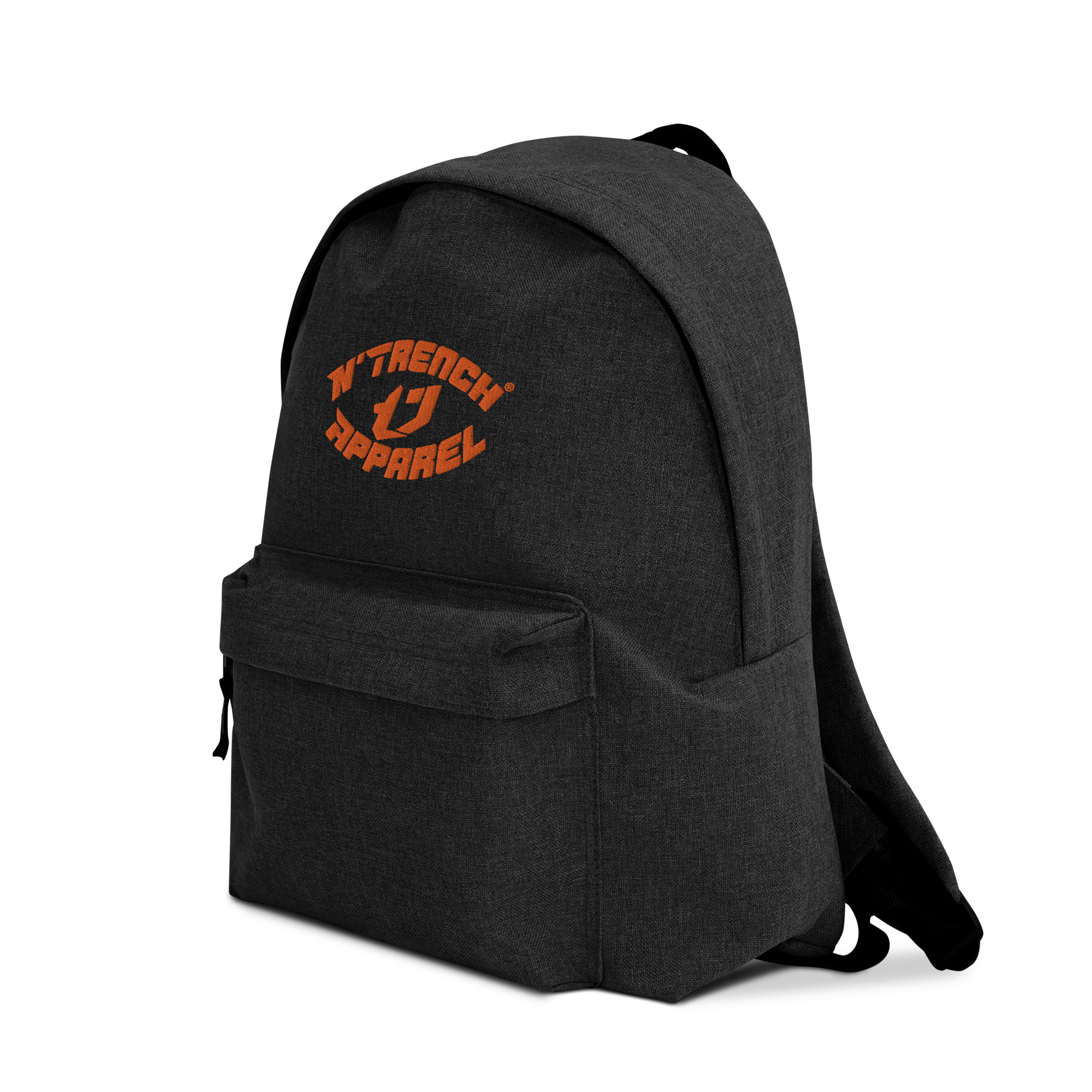 N'Trench Apparel Orange Lettering And Logo Embroidered Backpack