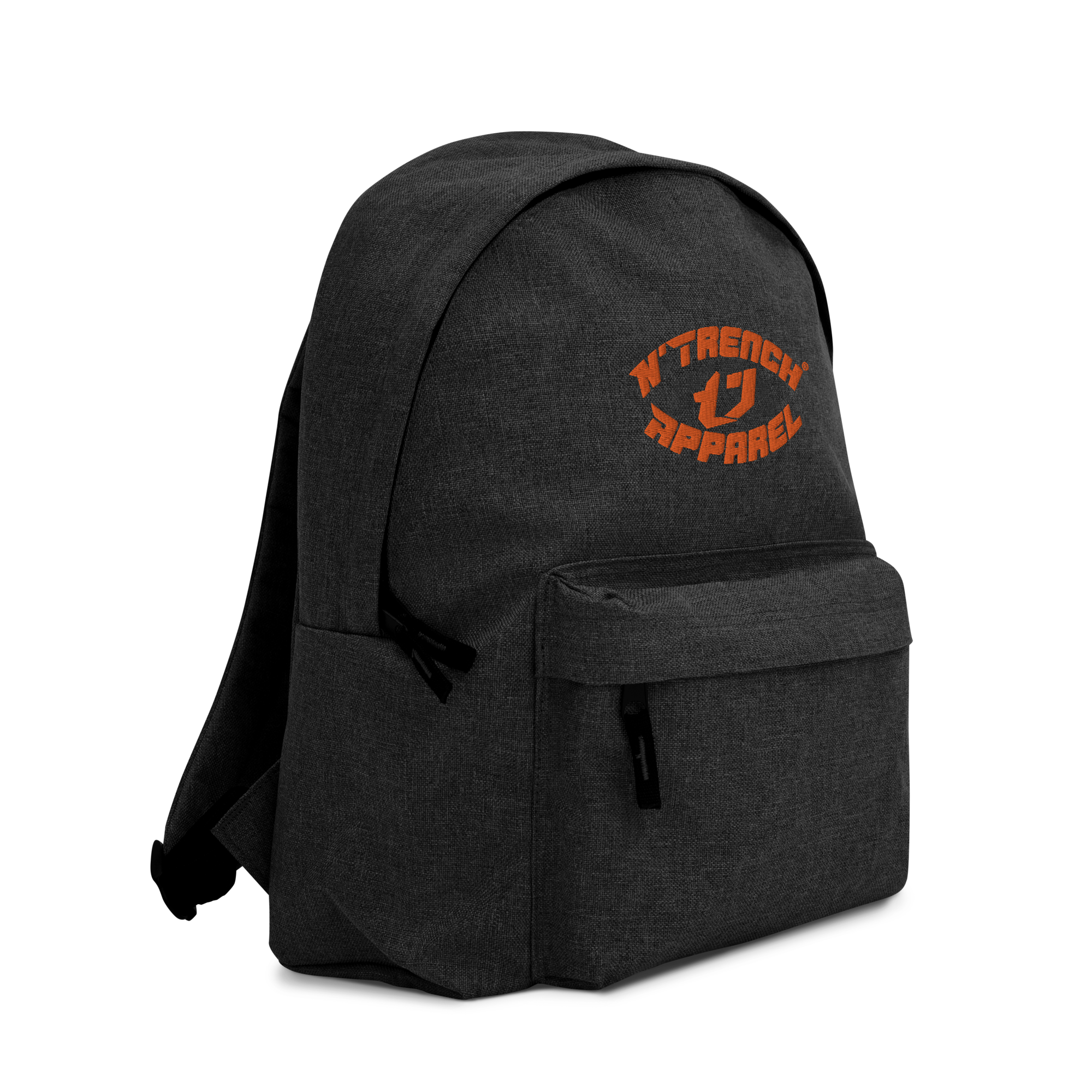 N'Trench Apparel Orange Lettering And Logo Embroidered Backpack