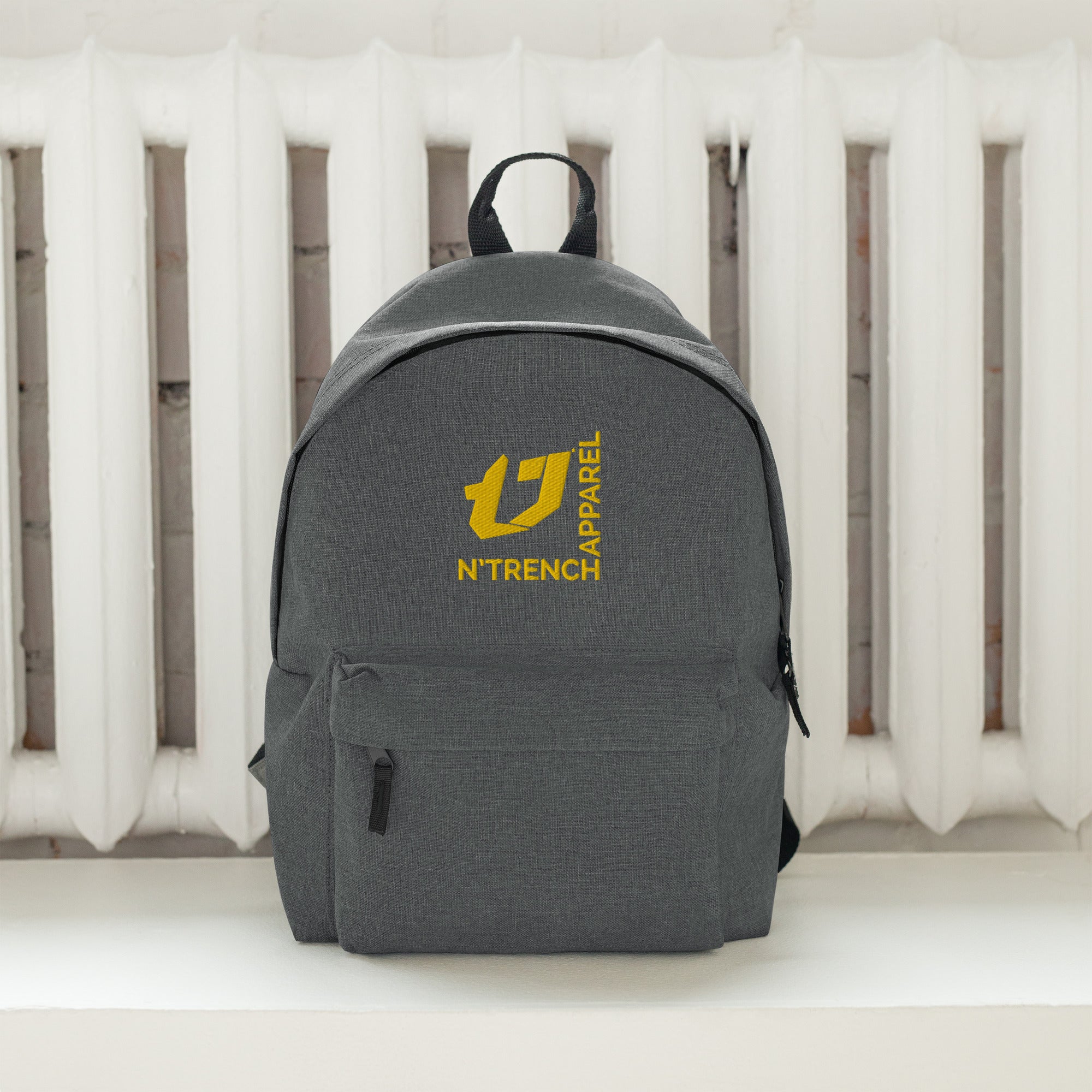 N'Trench Apparel Gold Lettering And Logo Embroidered Backpack