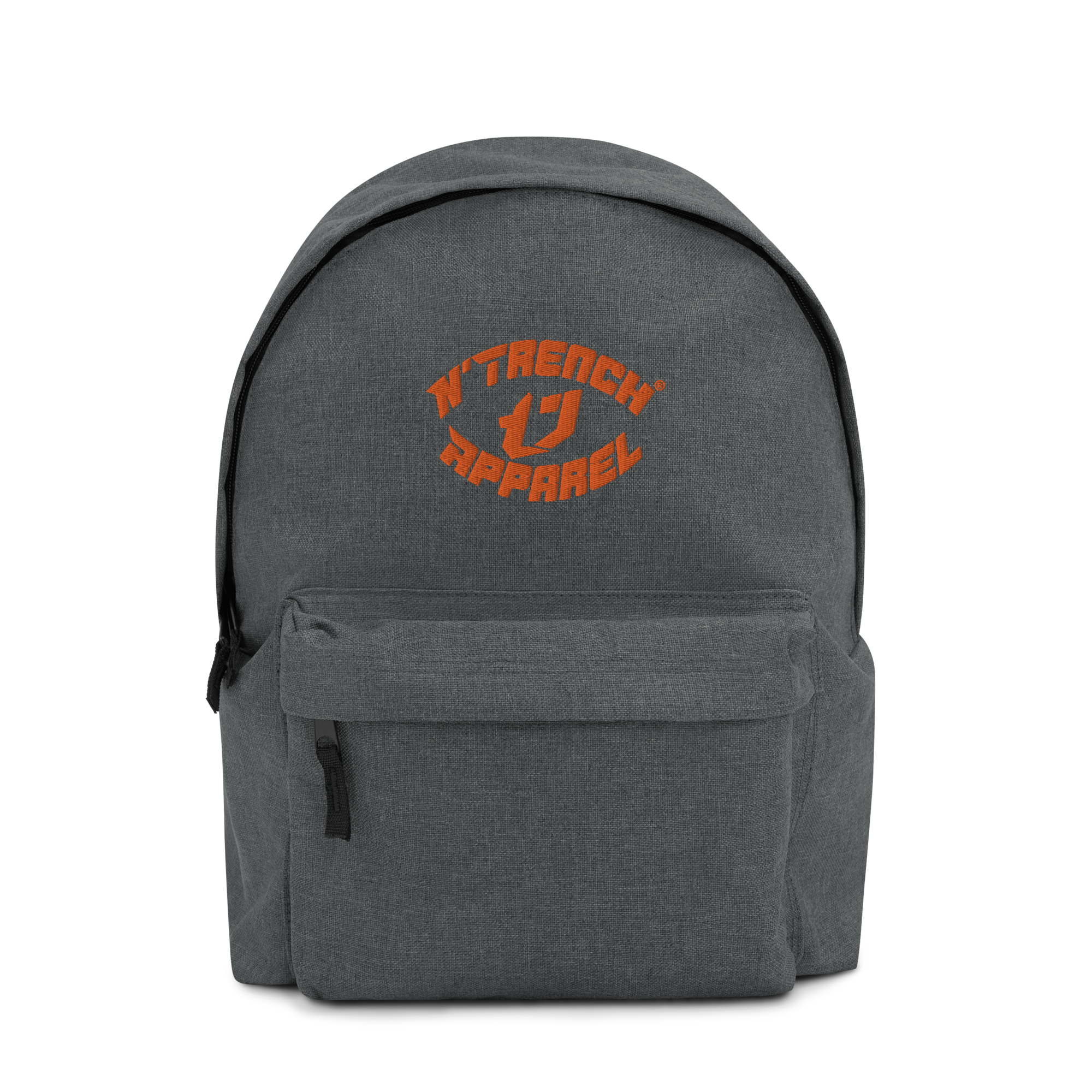 N'Trench Apparel Orange Lettering And Logo Embroidered Backpack