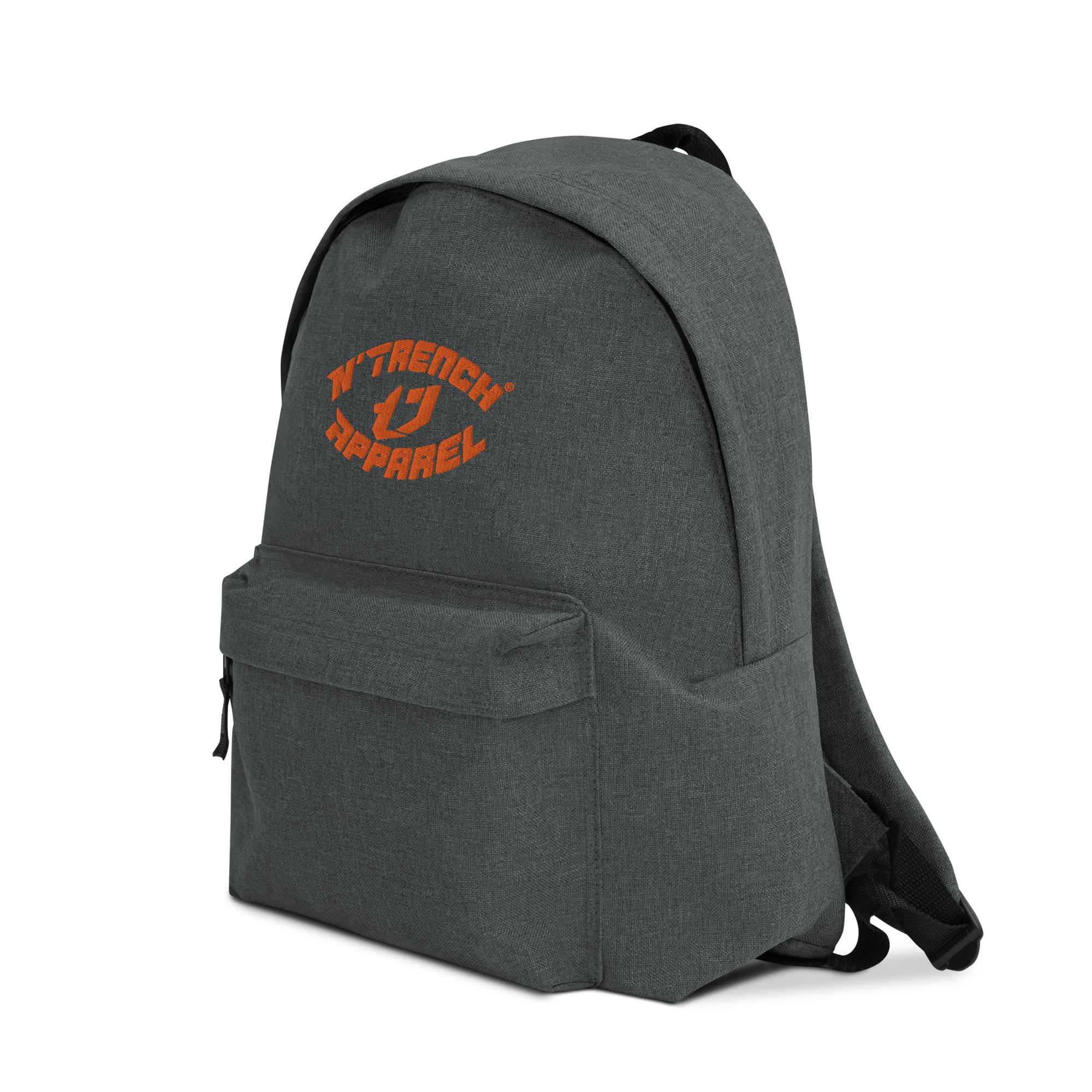 N'Trench Apparel Orange Lettering And Logo Embroidered Backpack