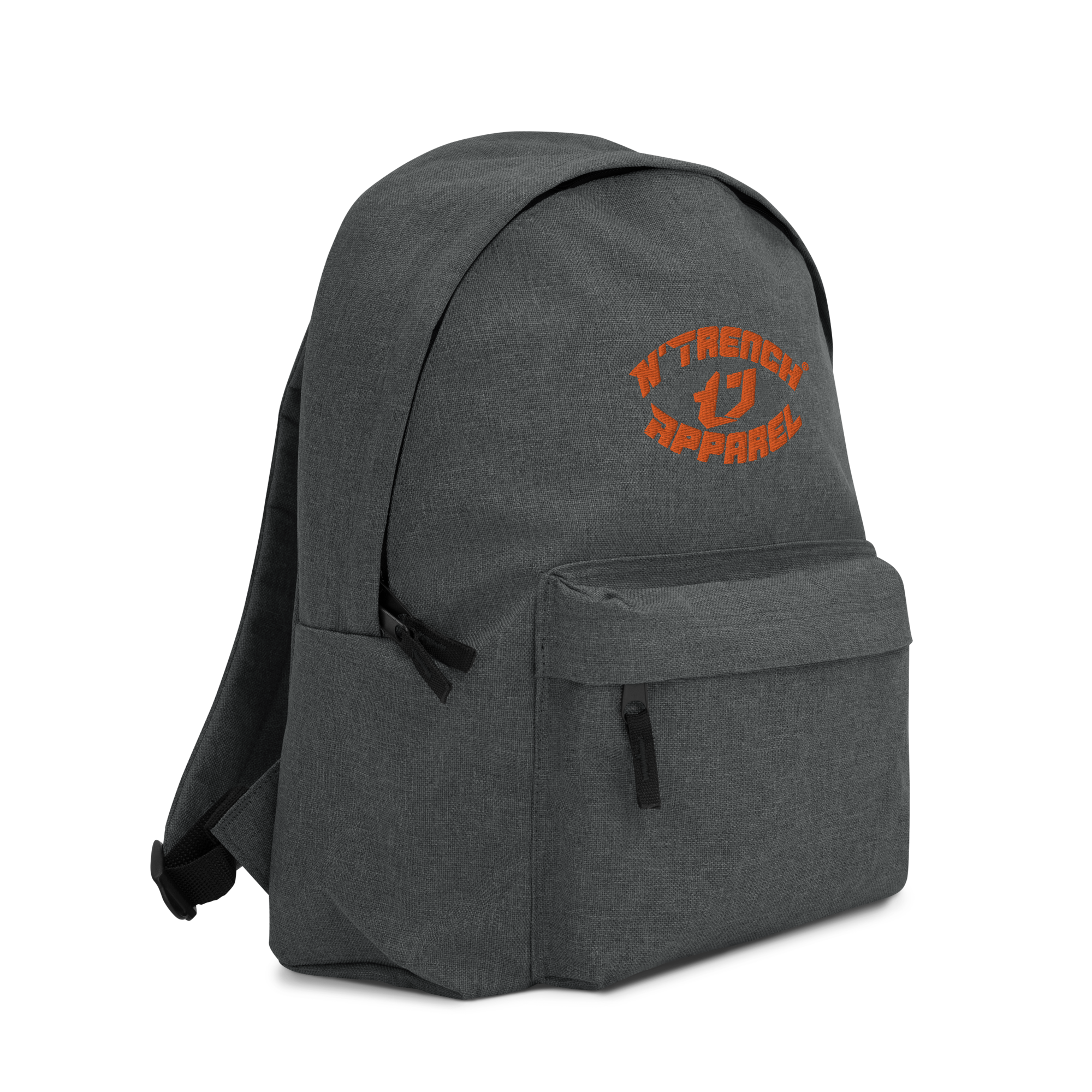 N'Trench Apparel Orange Lettering And Logo Embroidered Backpack