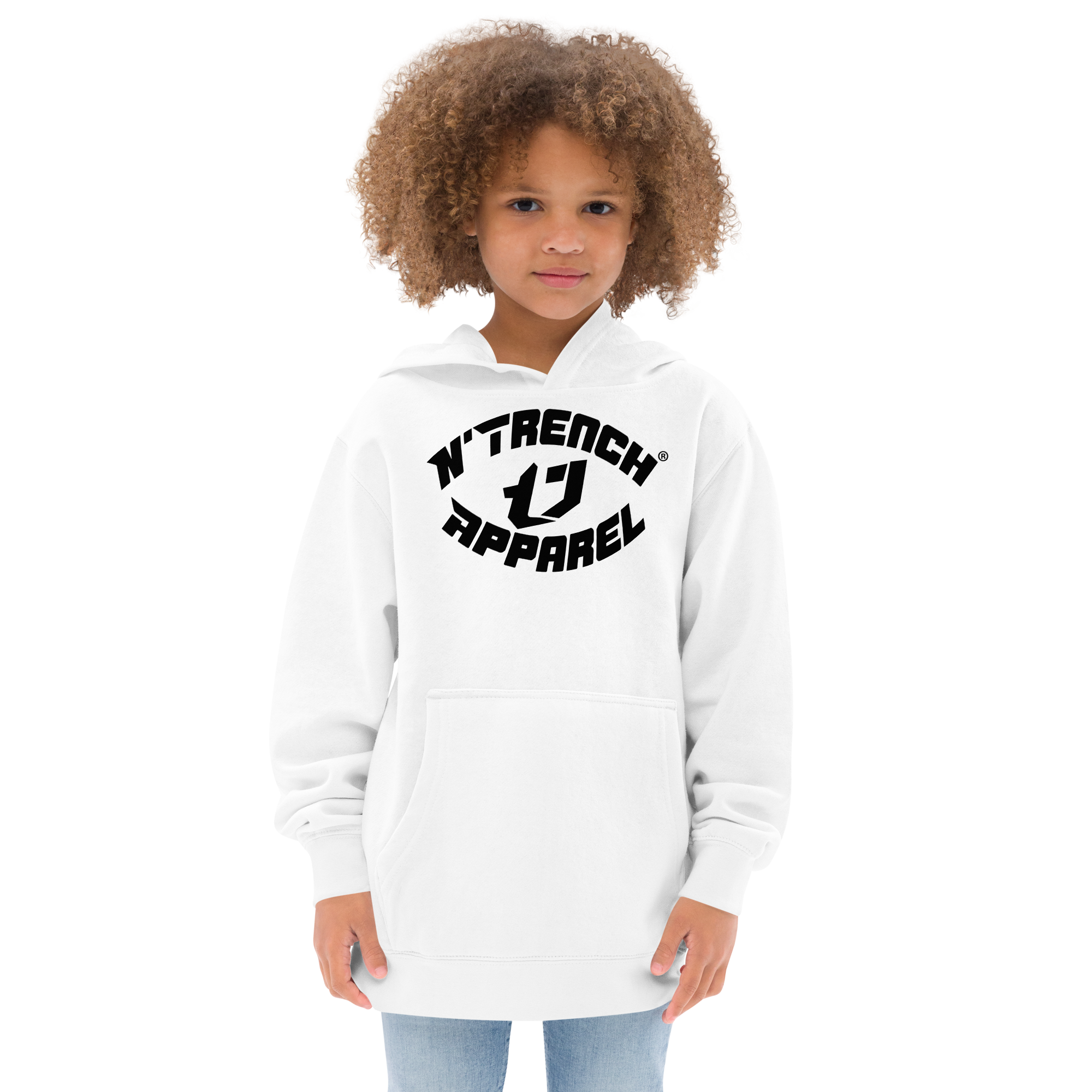 N'Trench Apparel Black Lettering and Logo Kids fleece hoodie