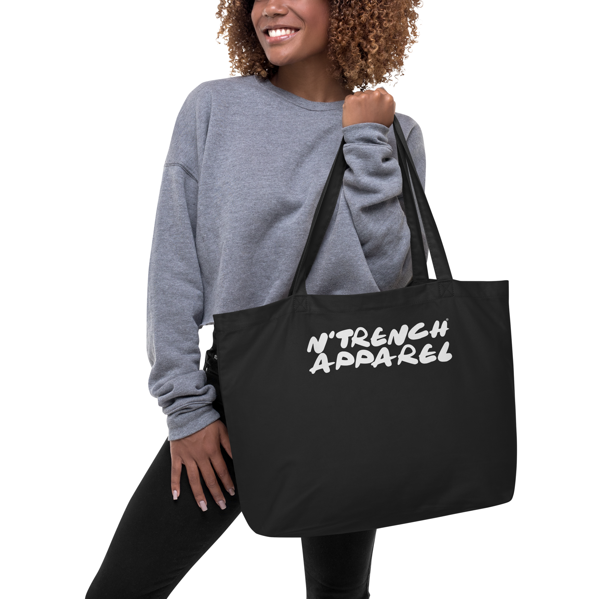 N'Trench Apparel White Lettering Eco Tote Bag