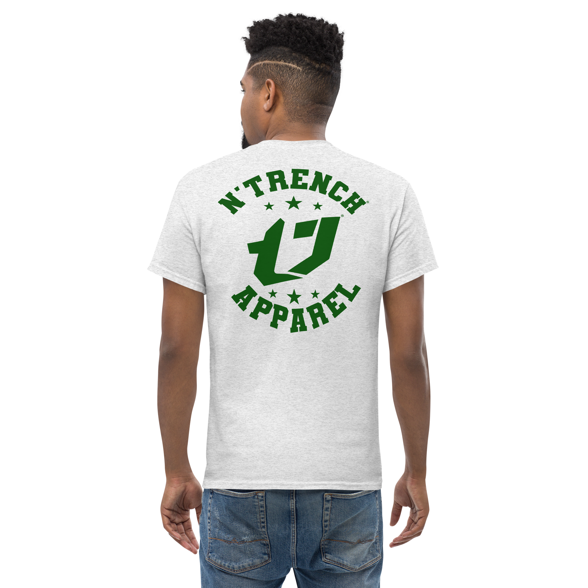 N'Trench Apparel Green Lettering Back Design Men/Guys classic tee