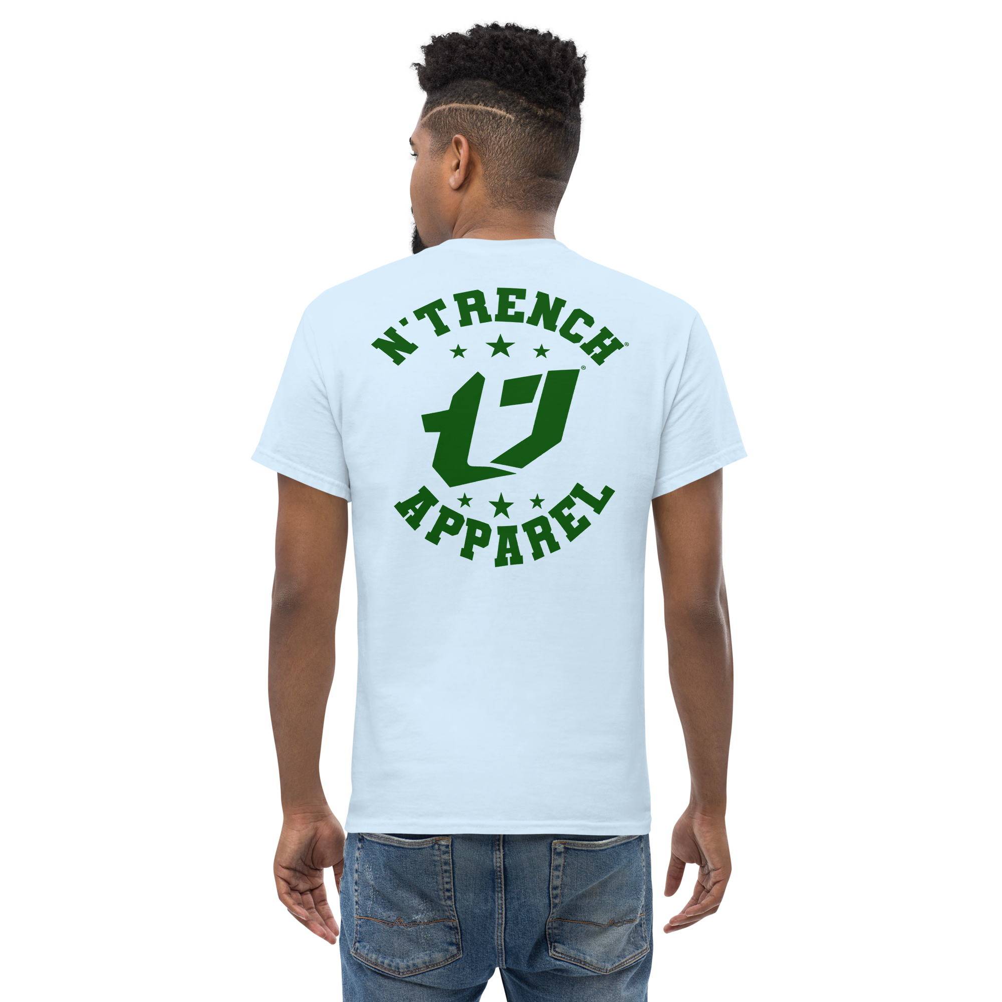 N'Trench Apparel Green Lettering Back Design Men/Guys classic tee