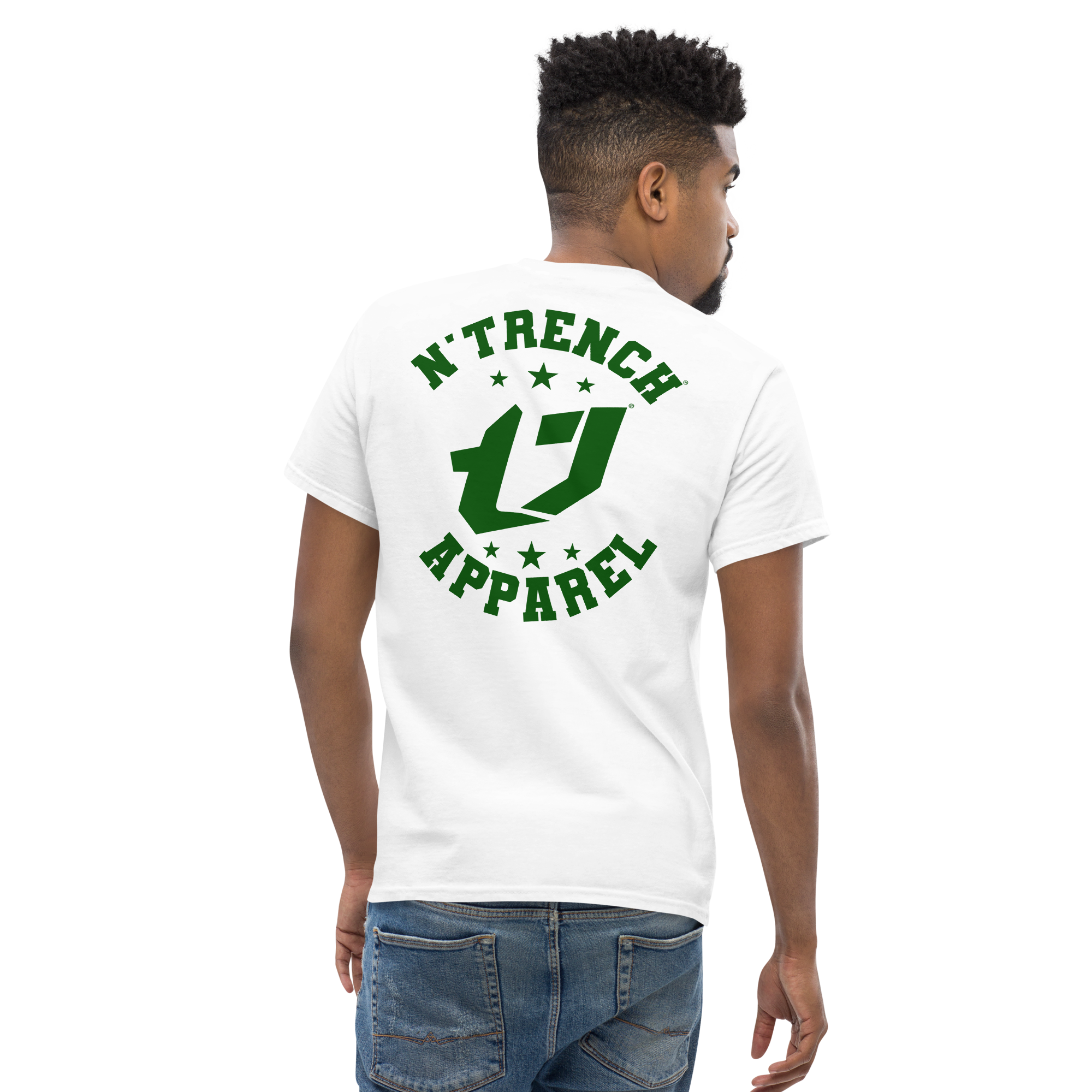 N'Trench Apparel Green Lettering Back Design Men/Guys classic tee