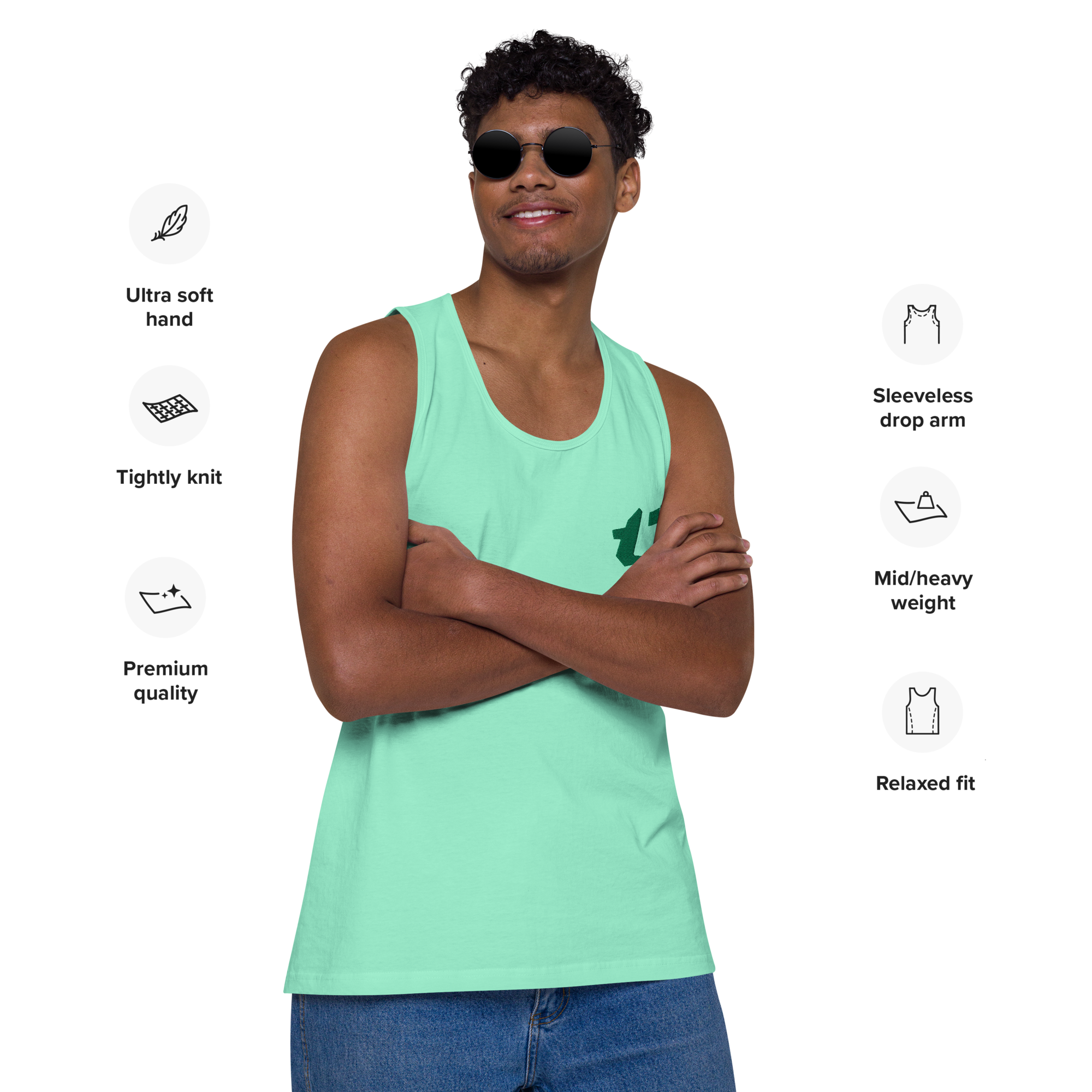 N'Trench Apparel Forest Green Logo Men/Guys premium tank top