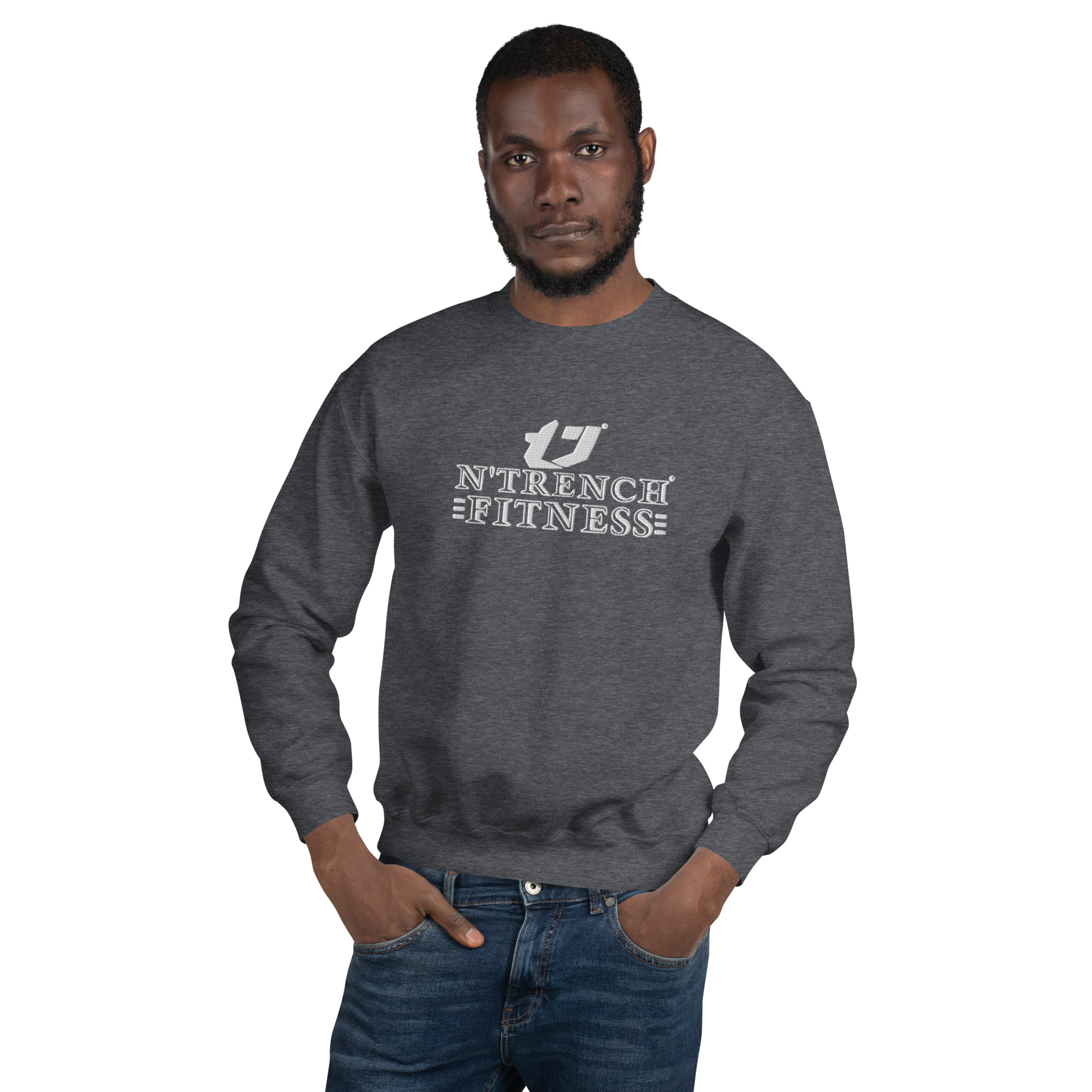 N'Trench Silver Streak Logo and Lettering Unisex Embroidery Sweatshirt