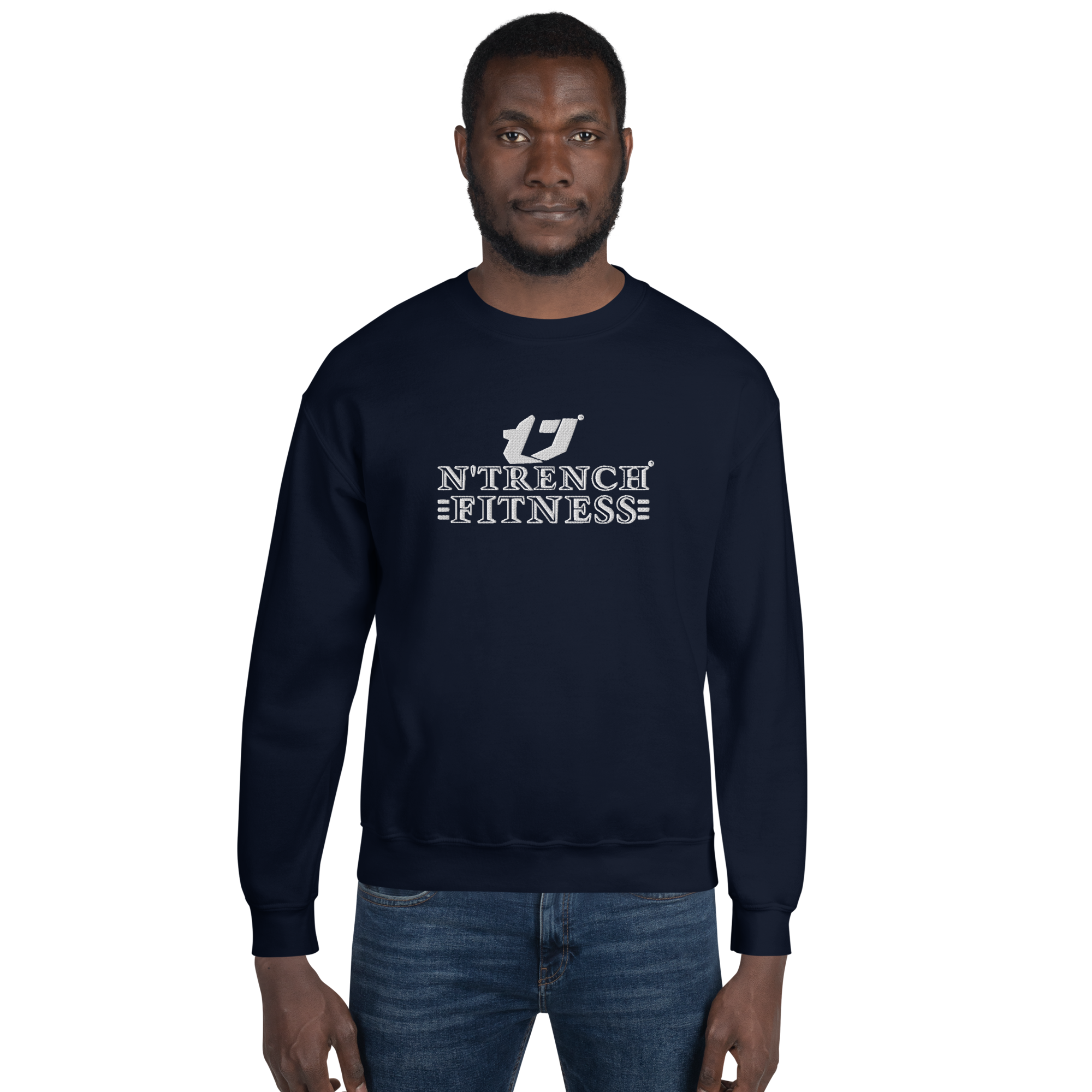 N'Trench Silver Streak Logo and Lettering Unisex Embroidery Sweatshirt