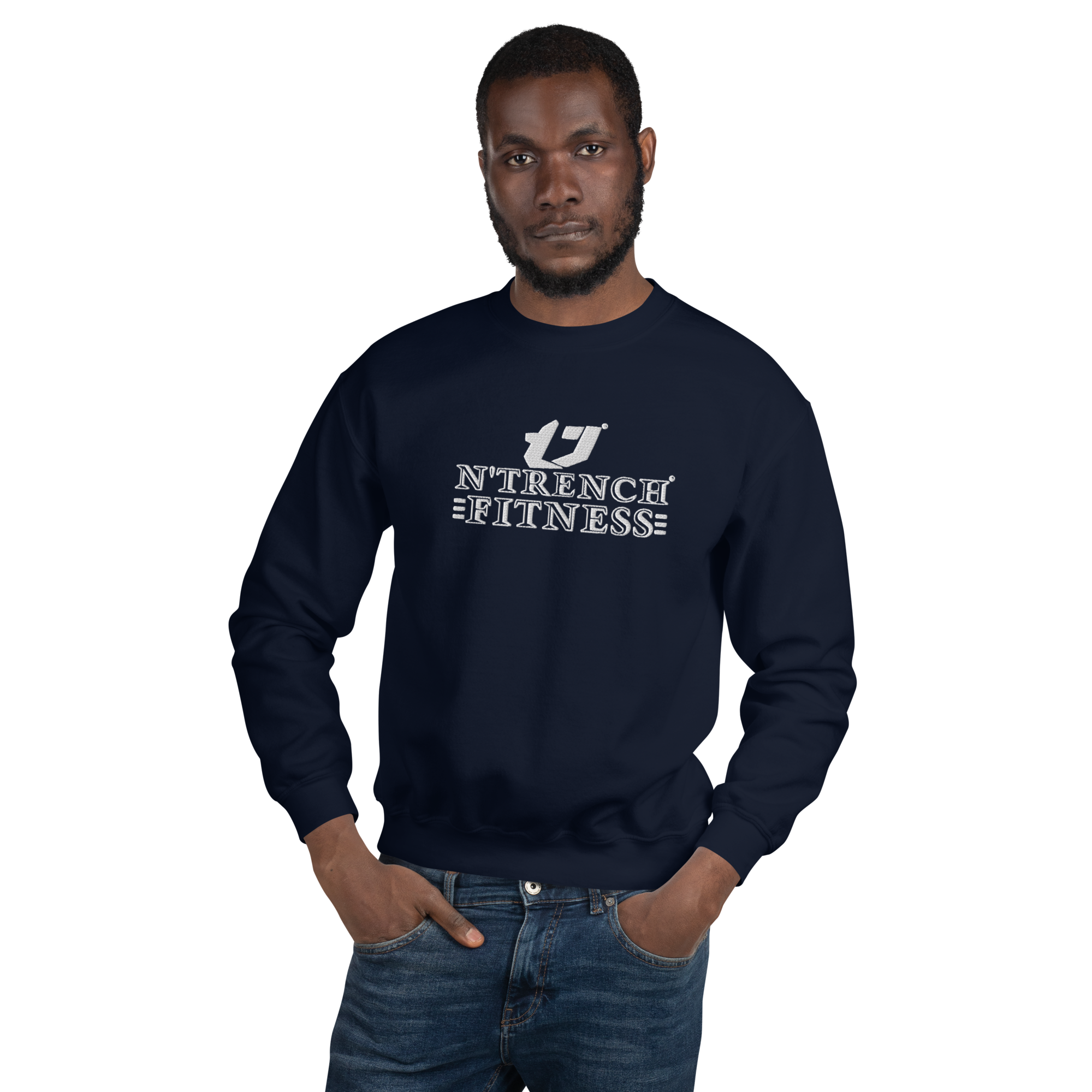 N'Trench Silver Streak Logo and Lettering Unisex Embroidery Sweatshirt