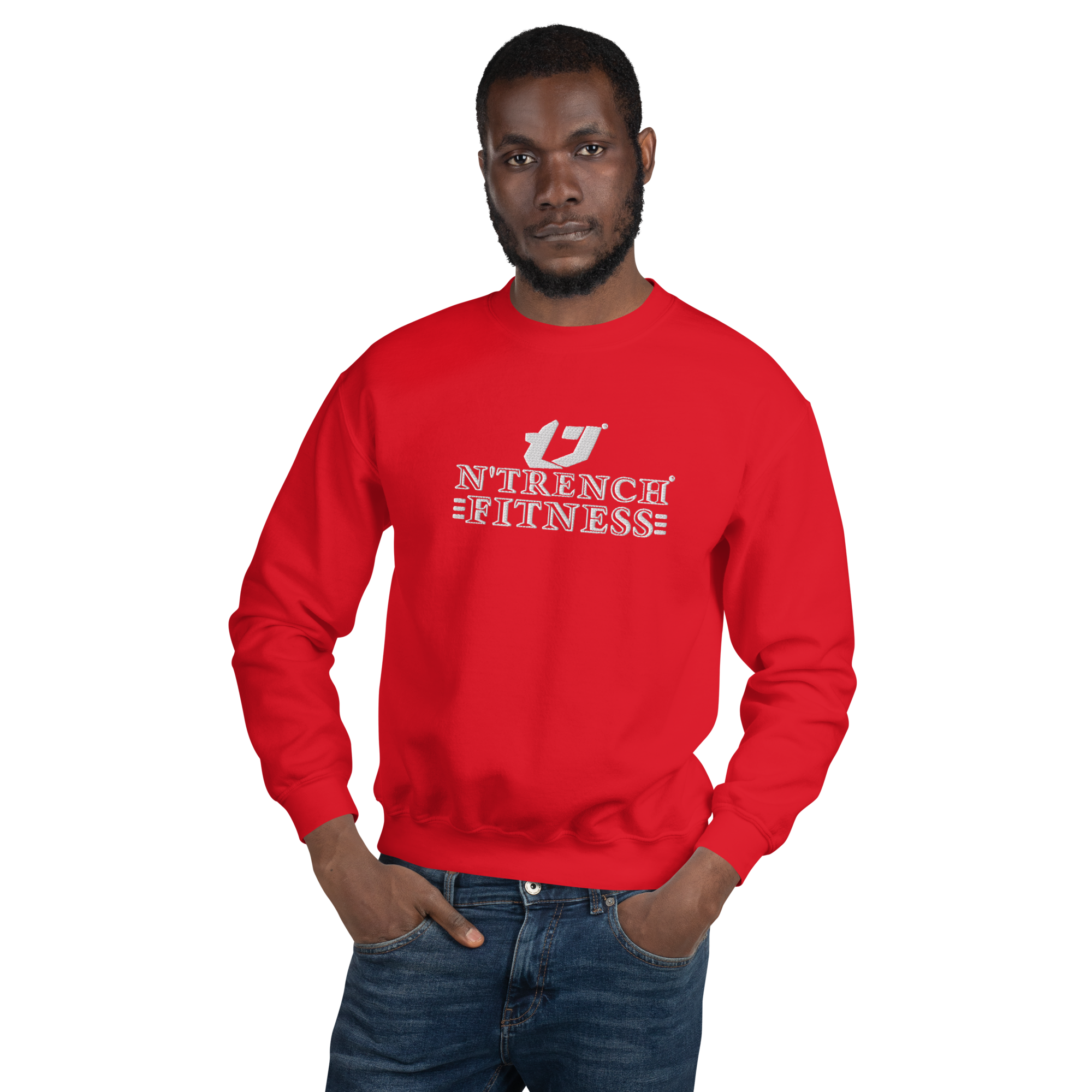 N'Trench Silver Streak Logo and Lettering Unisex Embroidery Sweatshirt