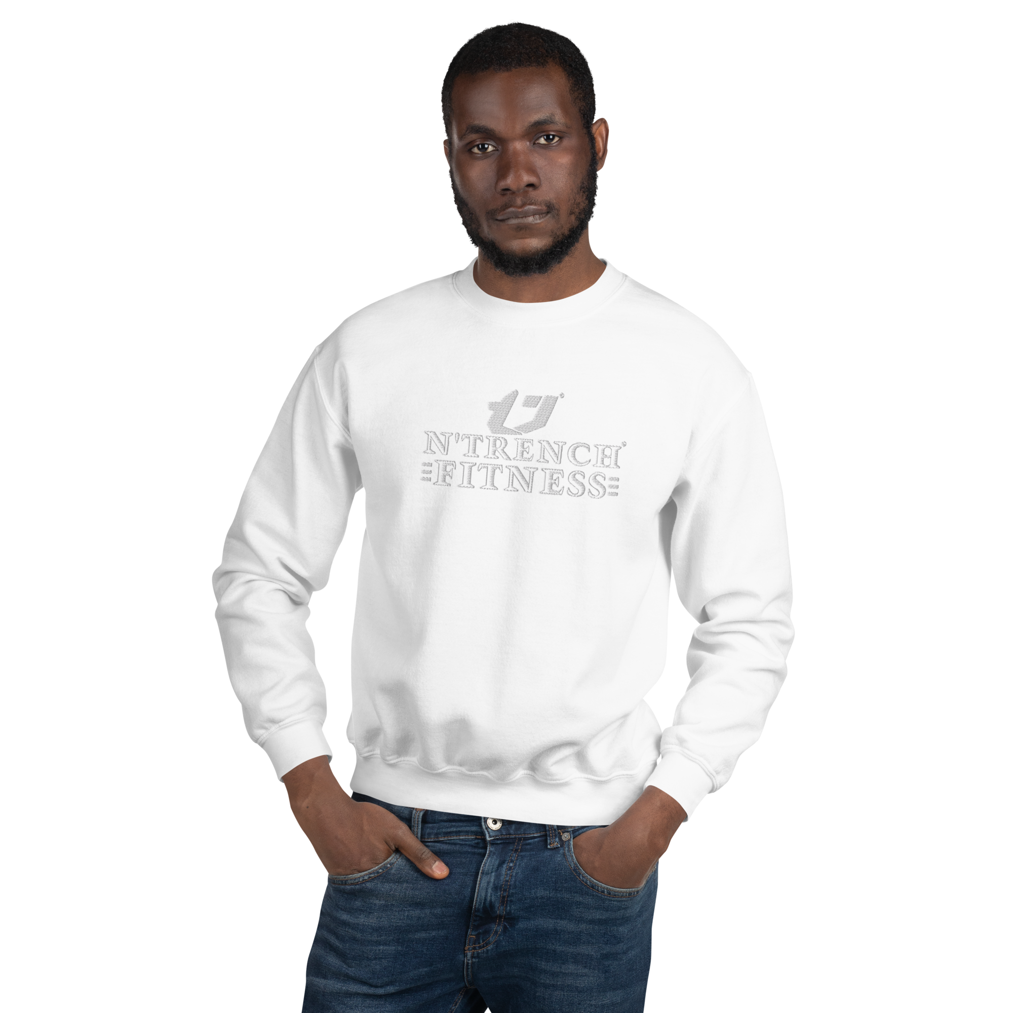 N'Trench Silver Streak Logo and Lettering Unisex Embroidery Sweatshirt