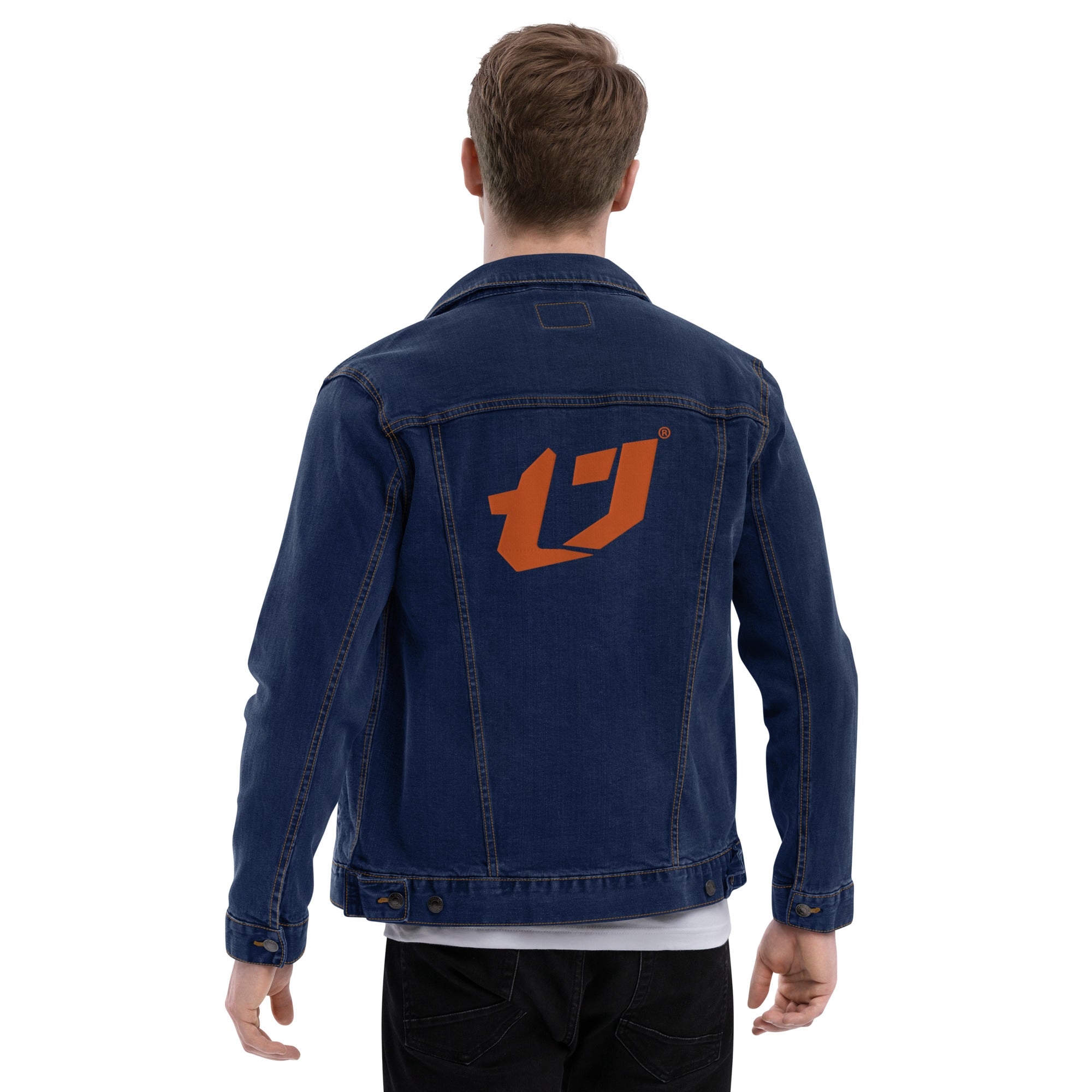 N'Trench Burnt Orange logo Men/Guys Embroidery  denim jacket