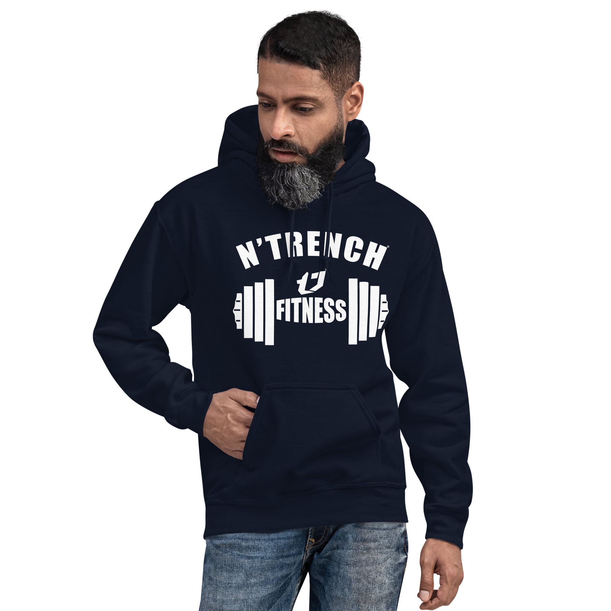 Unisex HoodieN'Trench Apparel White Barbell Men/Guys Hoodie