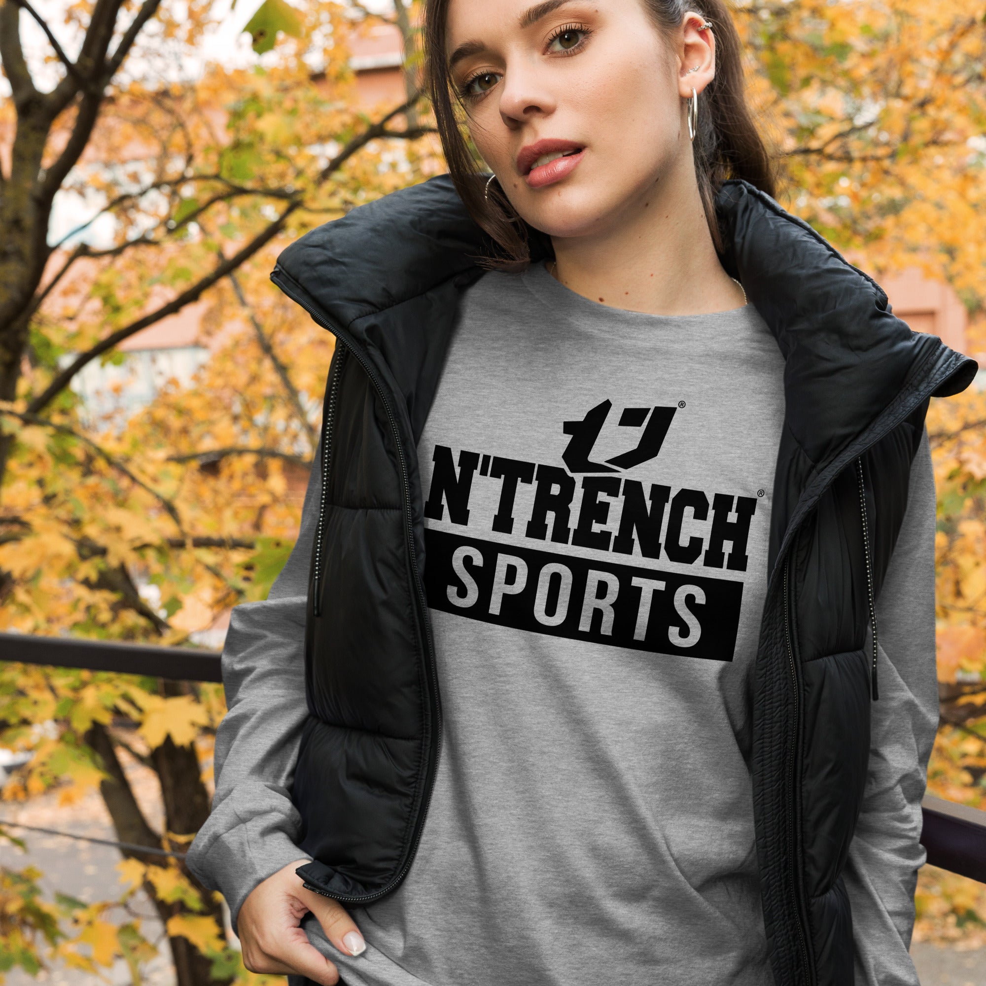 N'Trench Black Logo and Lettering Unisex Long Sleeve Tee