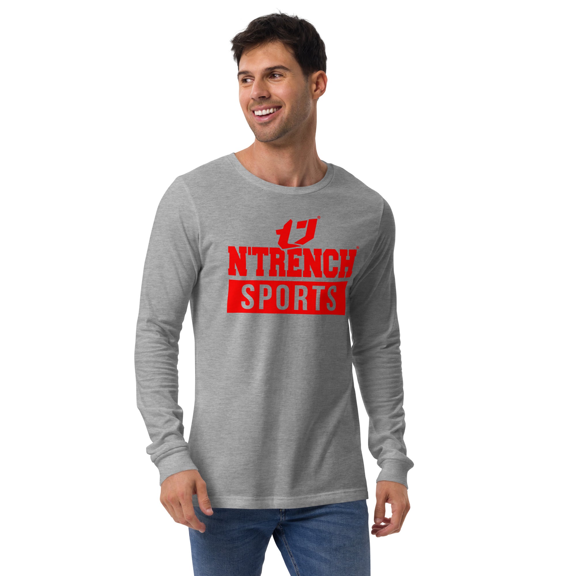 N'Trench Red Logo and Lettering Unisex Long Sleeve Tee