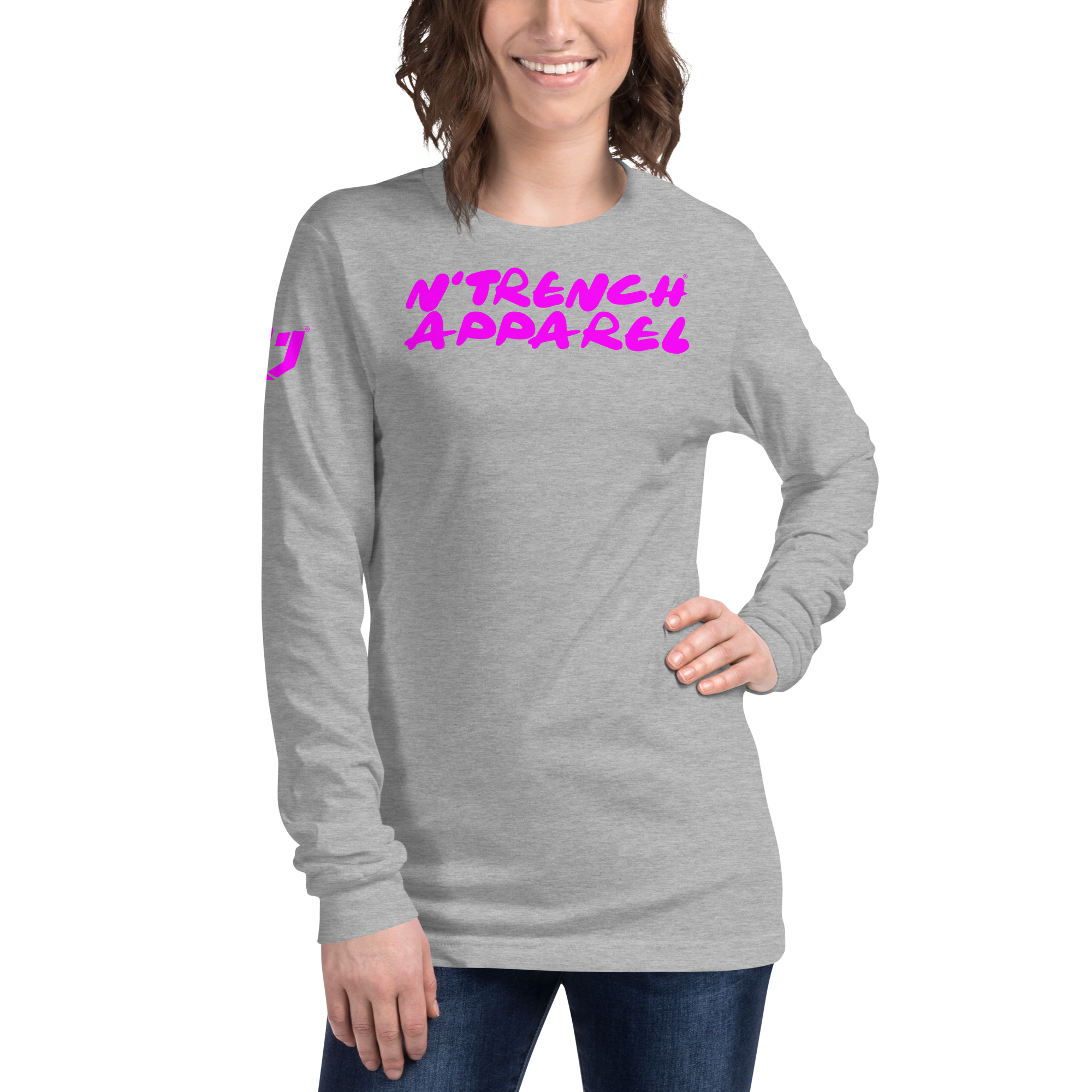 N'Trench Pink Lettering Women/Ladies Long Sleeve Tee