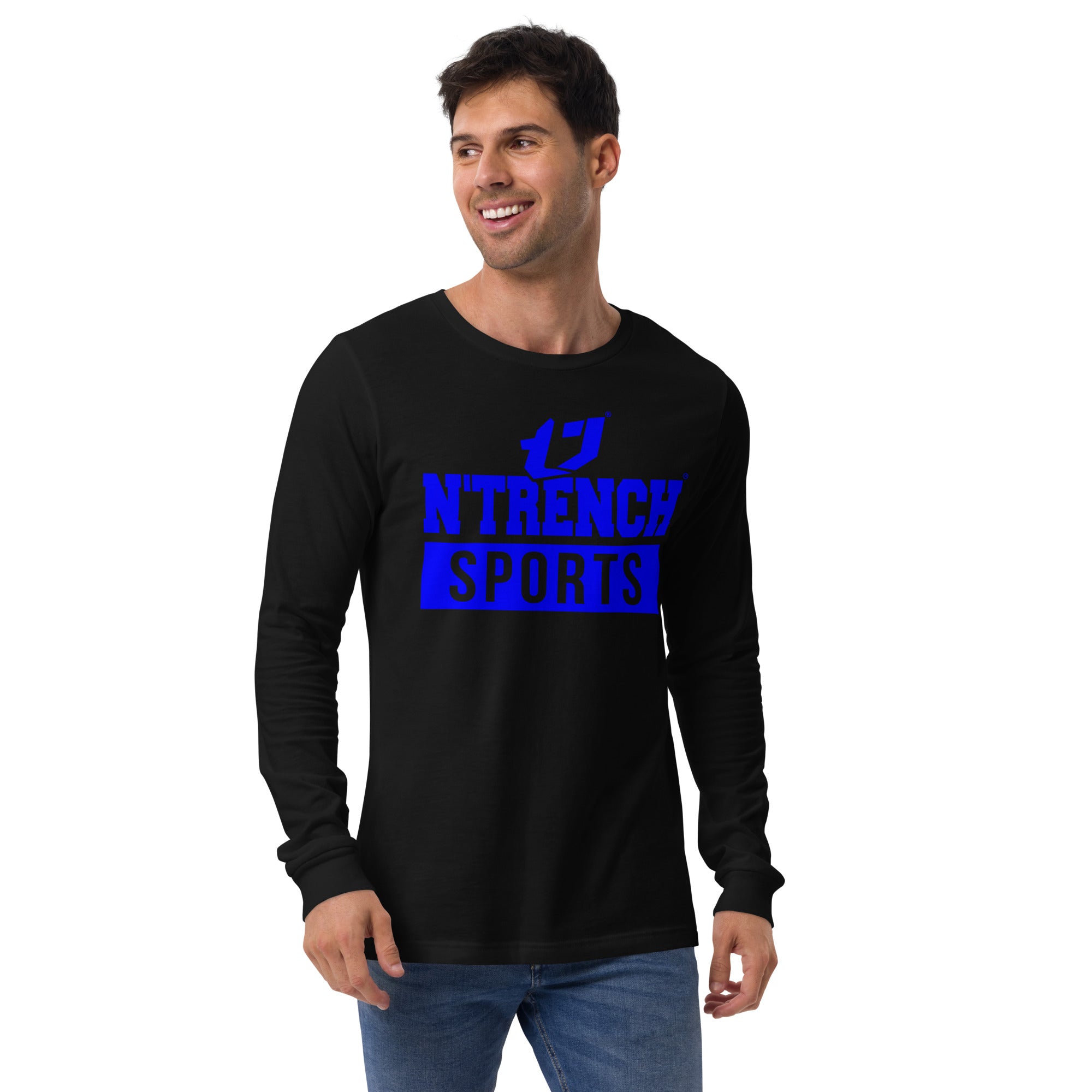 N'Trench Blue Logo and Lettering Unisex Long Sleeve Tee