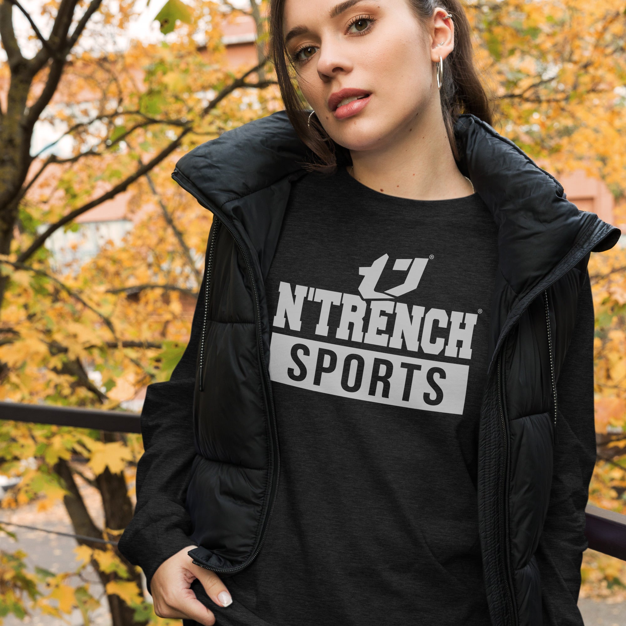 N'Trench Silver Logo and Lettering Unisex Long Sleeve Tee