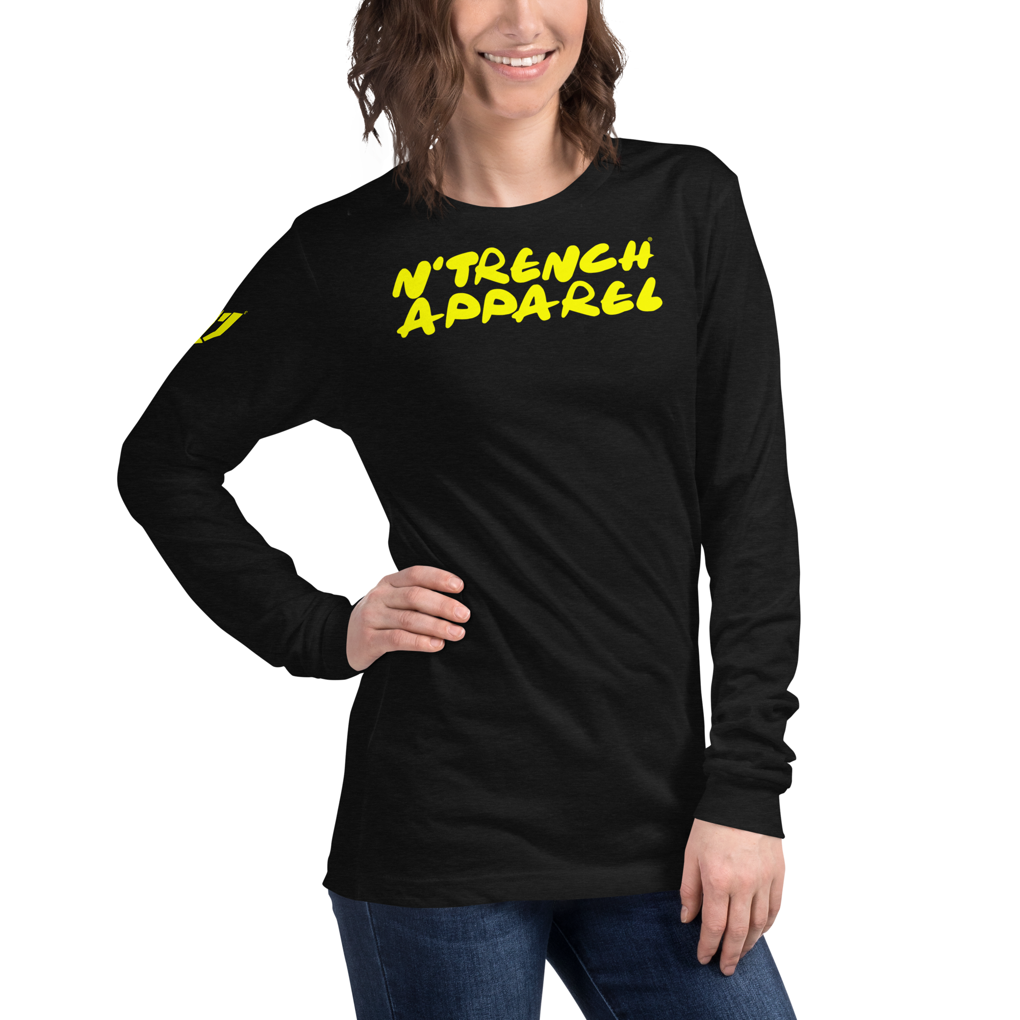 N'Trench Yellow Lettering and Logo Women/Ladies Long Sleeve Tee