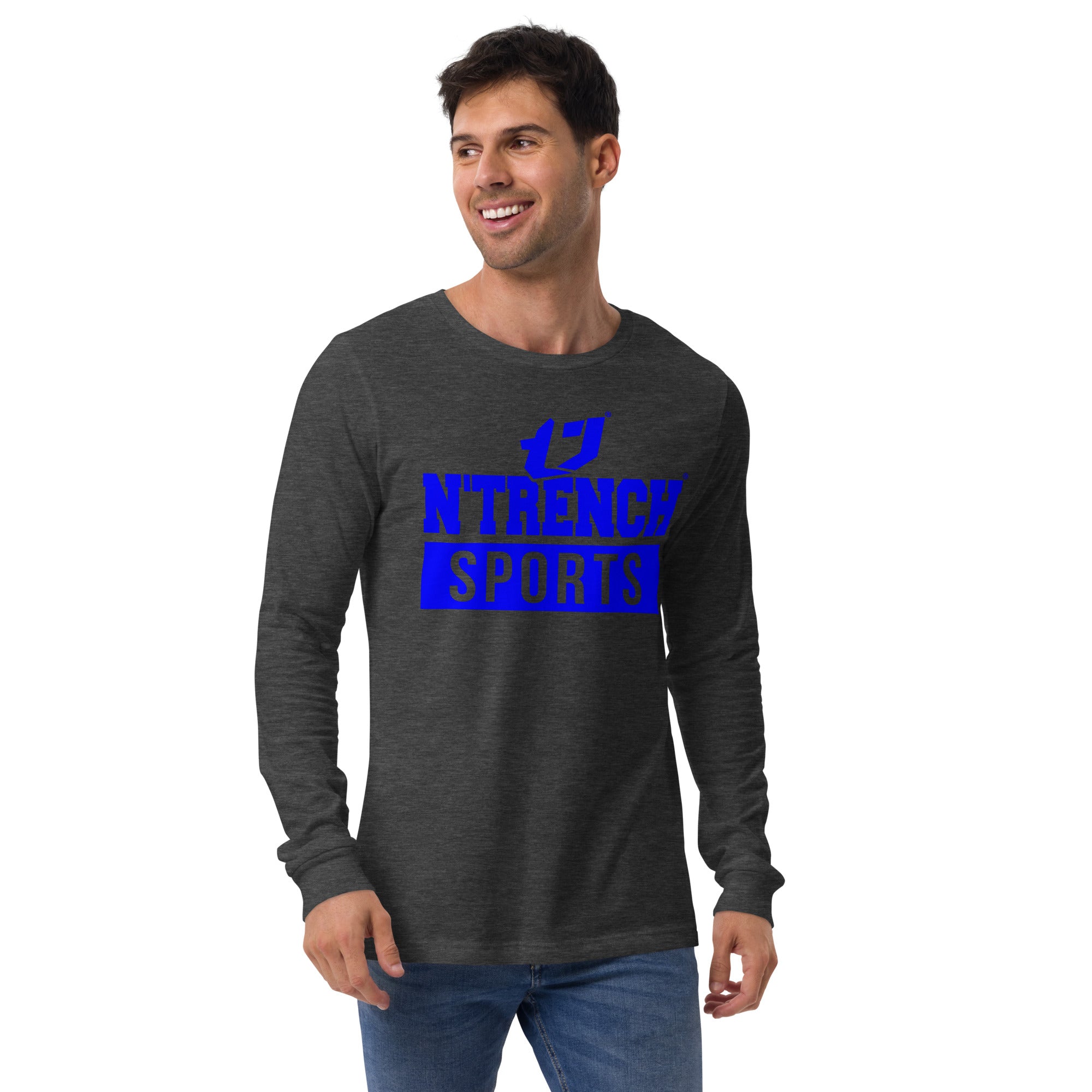 N'Trench Blue Logo and Lettering Unisex Long Sleeve Tee