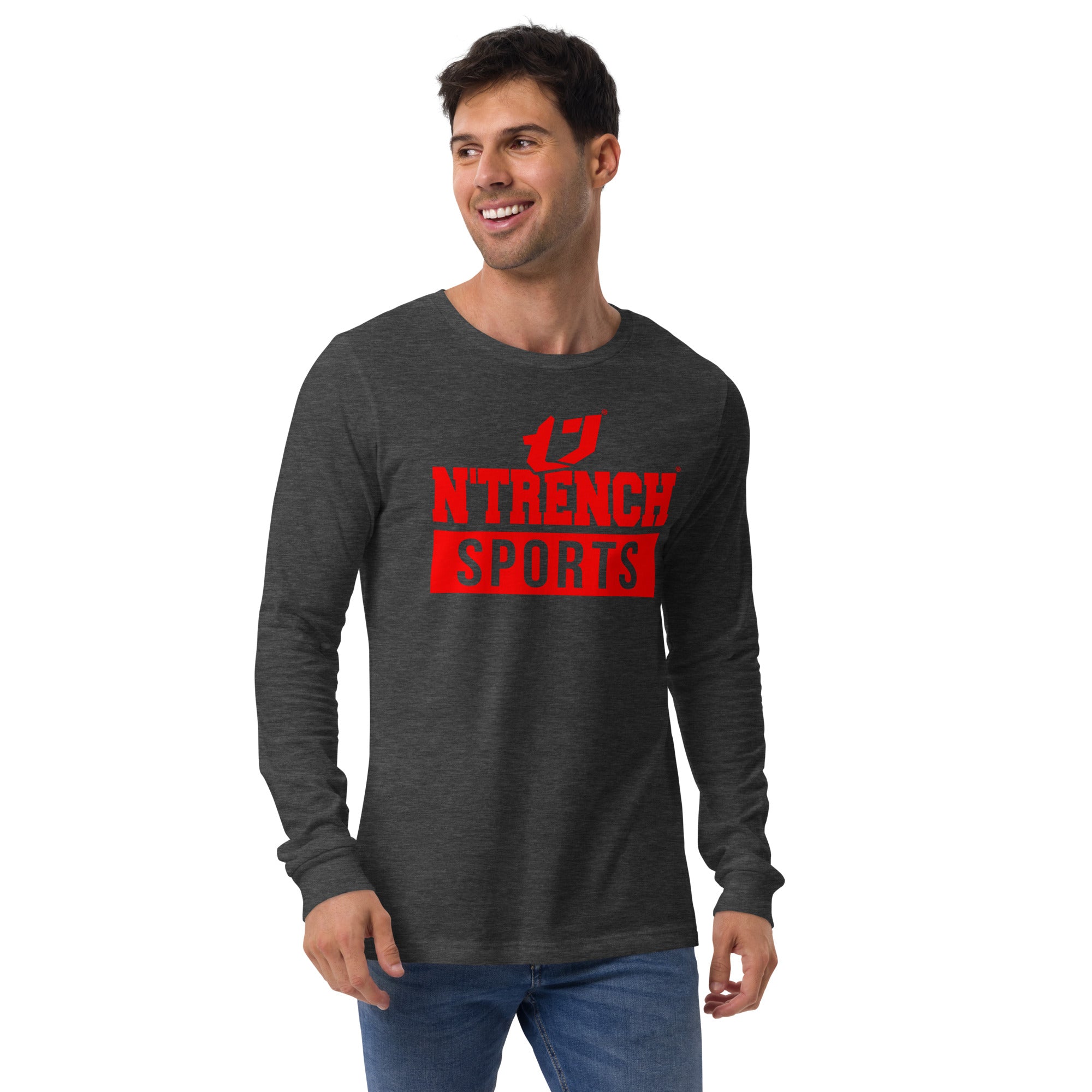 N'Trench Red Logo and Lettering Unisex Long Sleeve Tee