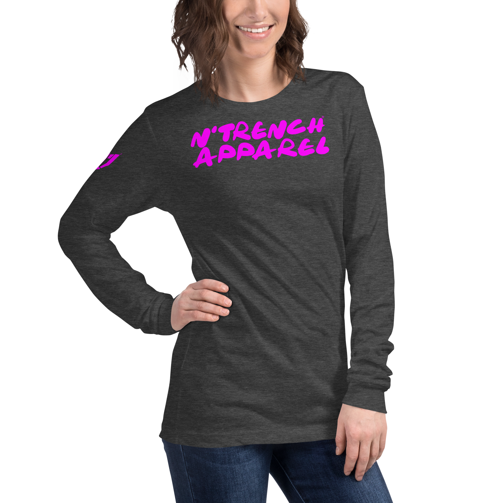 N'Trench Pink Lettering Women/Ladies Long Sleeve Tee