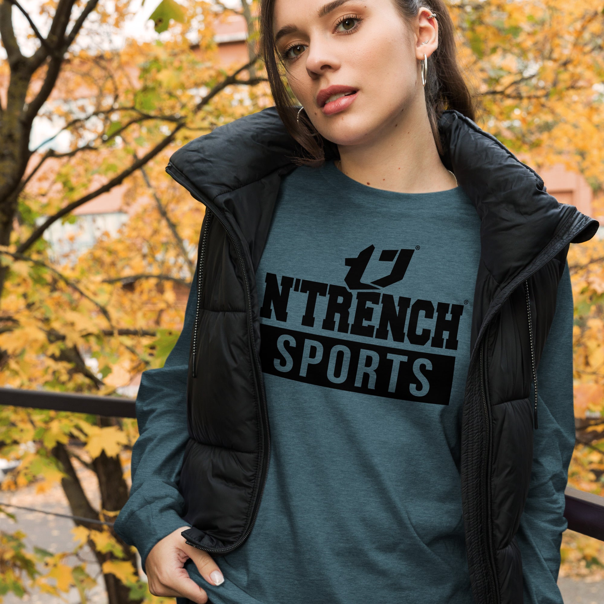 N'Trench Black Logo and Lettering Unisex Long Sleeve Tee