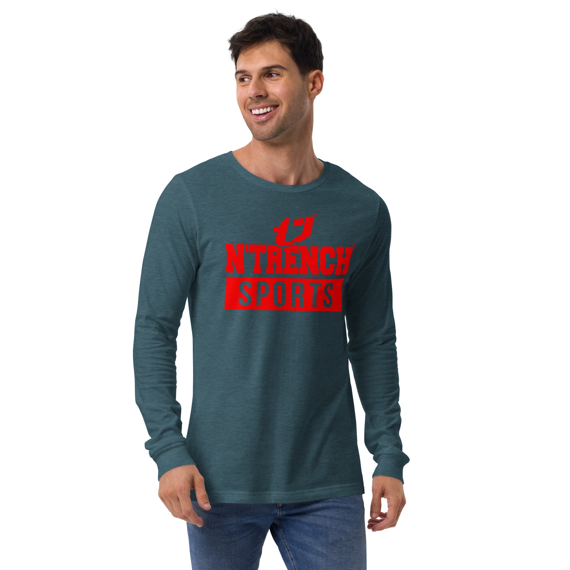 N'Trench Red Logo and Lettering Unisex Long Sleeve Tee