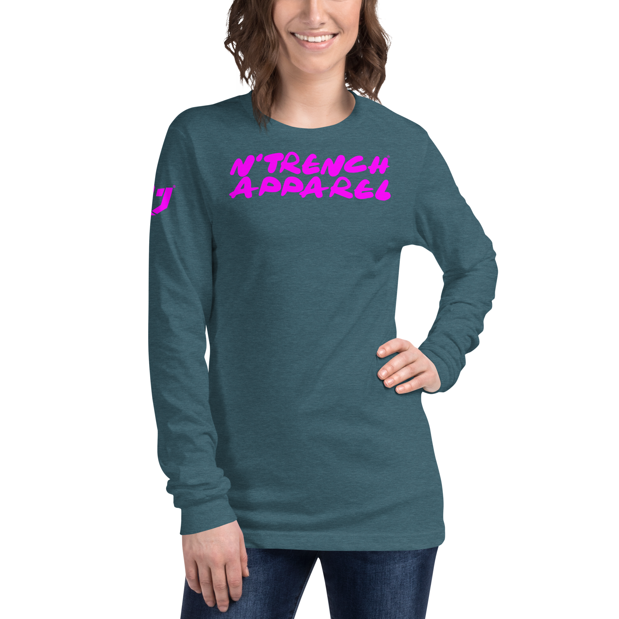 N'Trench Pink Lettering Women/Ladies Long Sleeve Tee