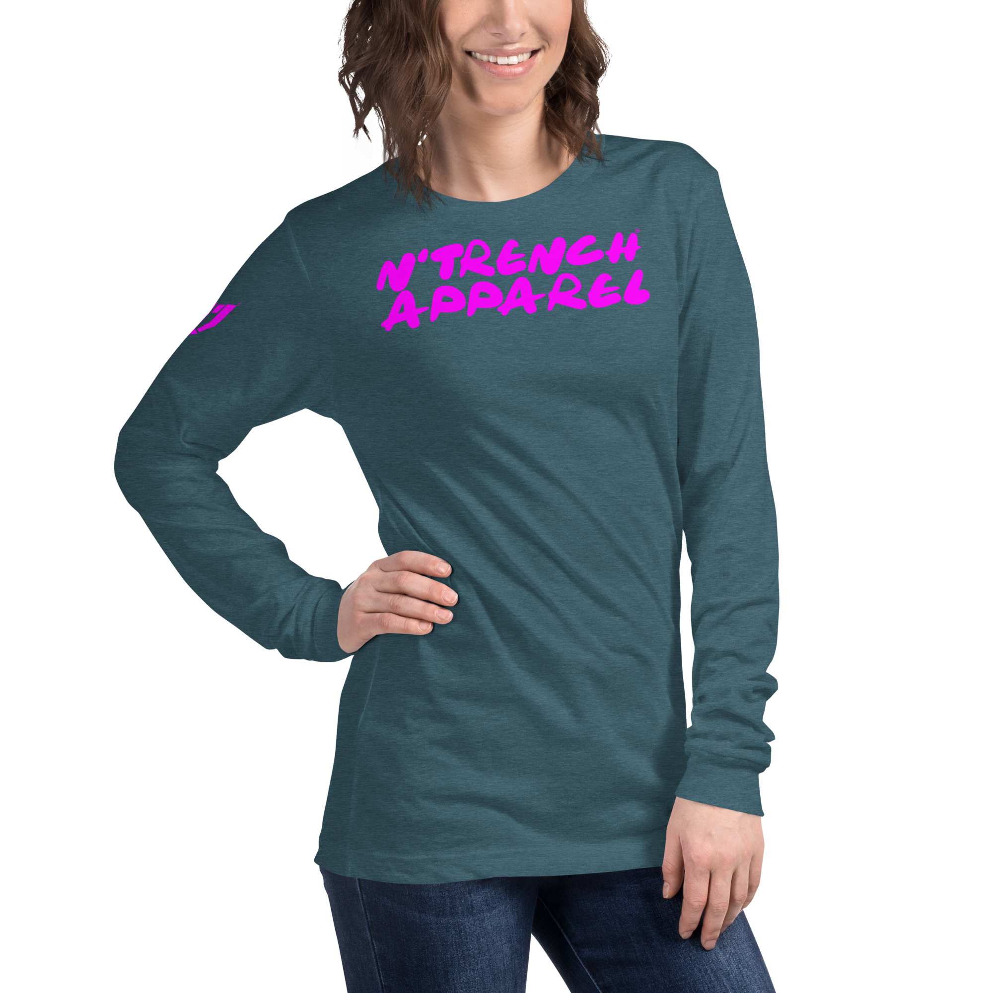 N'Trench Pink Lettering Women/Ladies Long Sleeve Tee