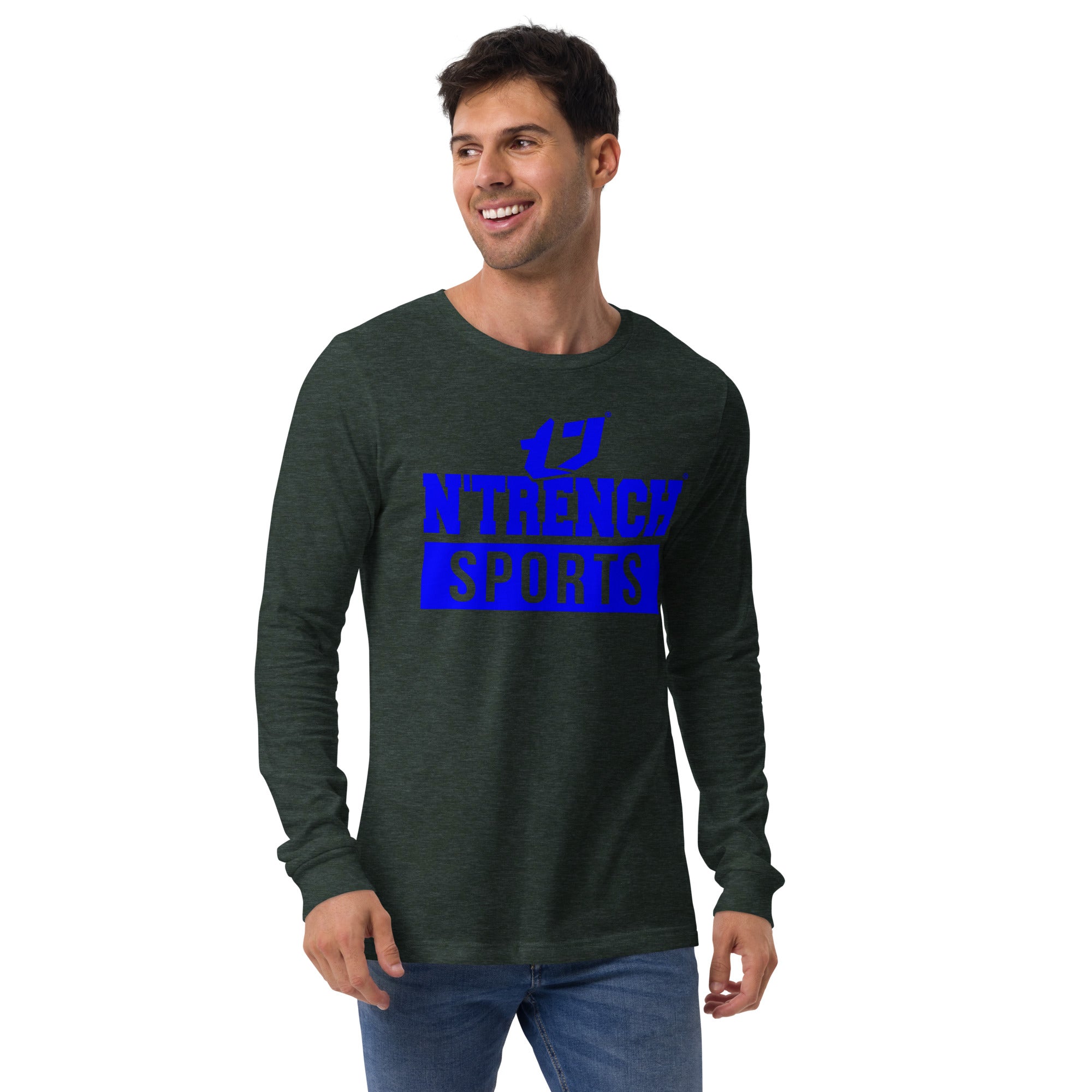 N'Trench Blue Logo and Lettering Unisex Long Sleeve Tee