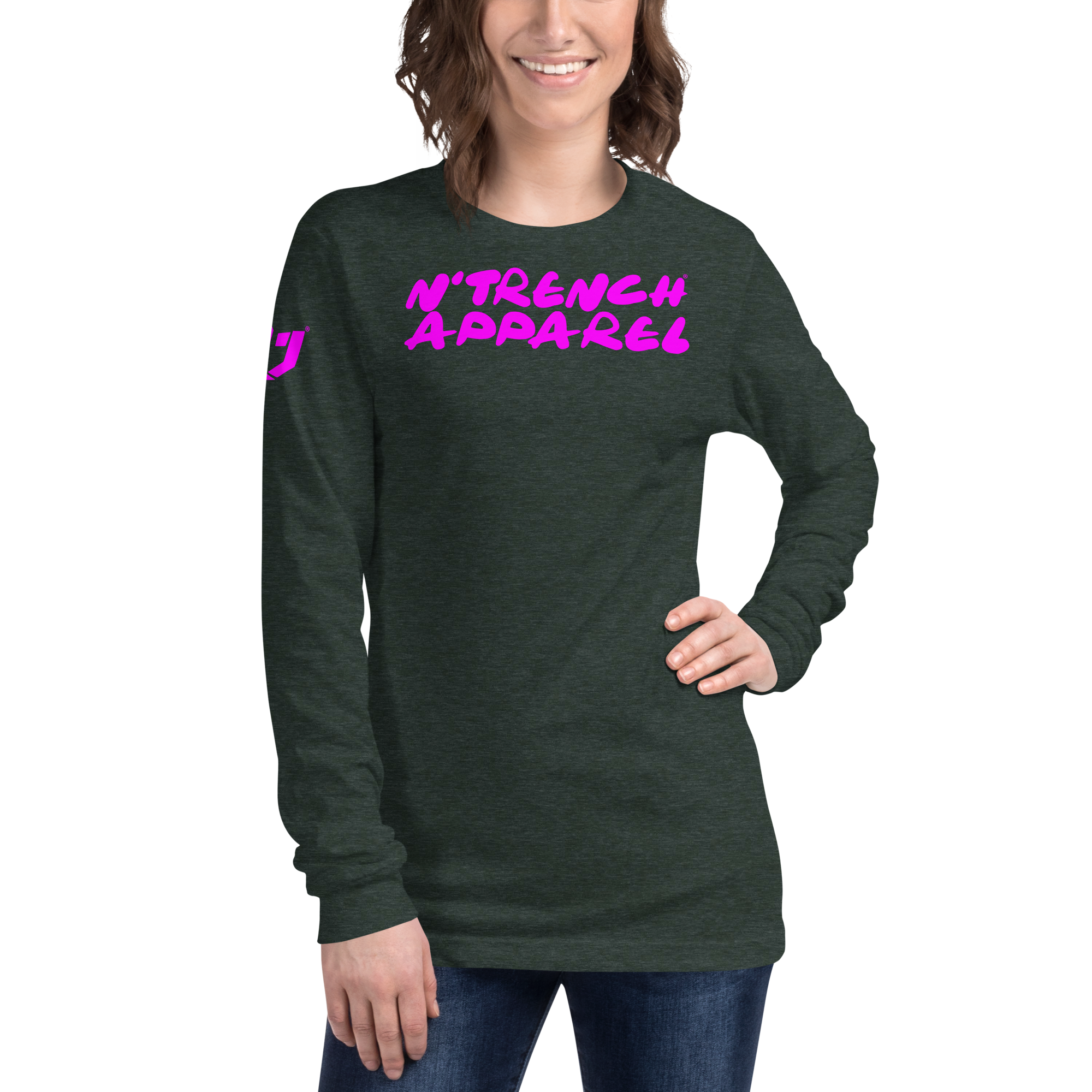 N'Trench Pink Lettering Women/Ladies Long Sleeve Tee