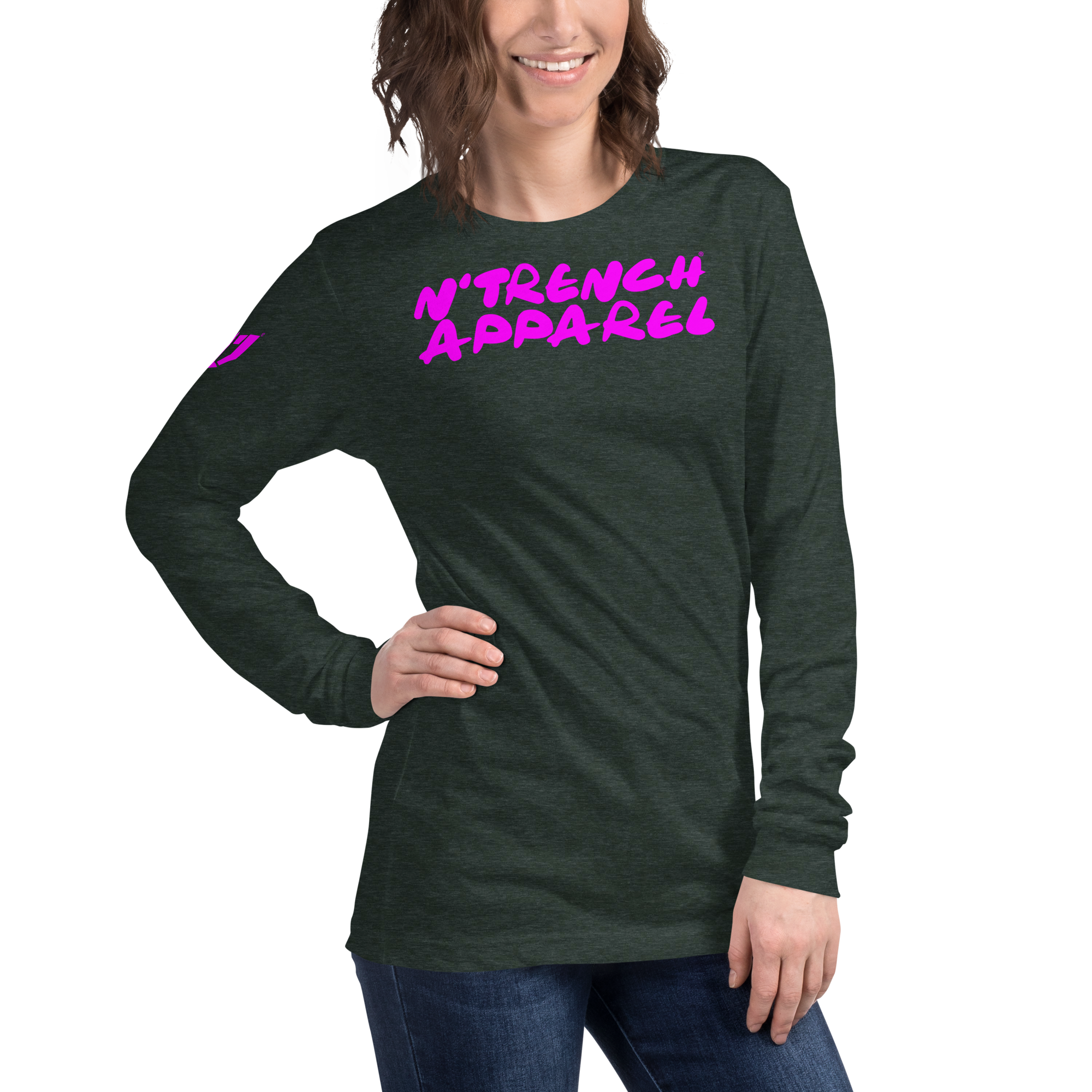 N'Trench Pink Lettering Women/Ladies Long Sleeve Tee