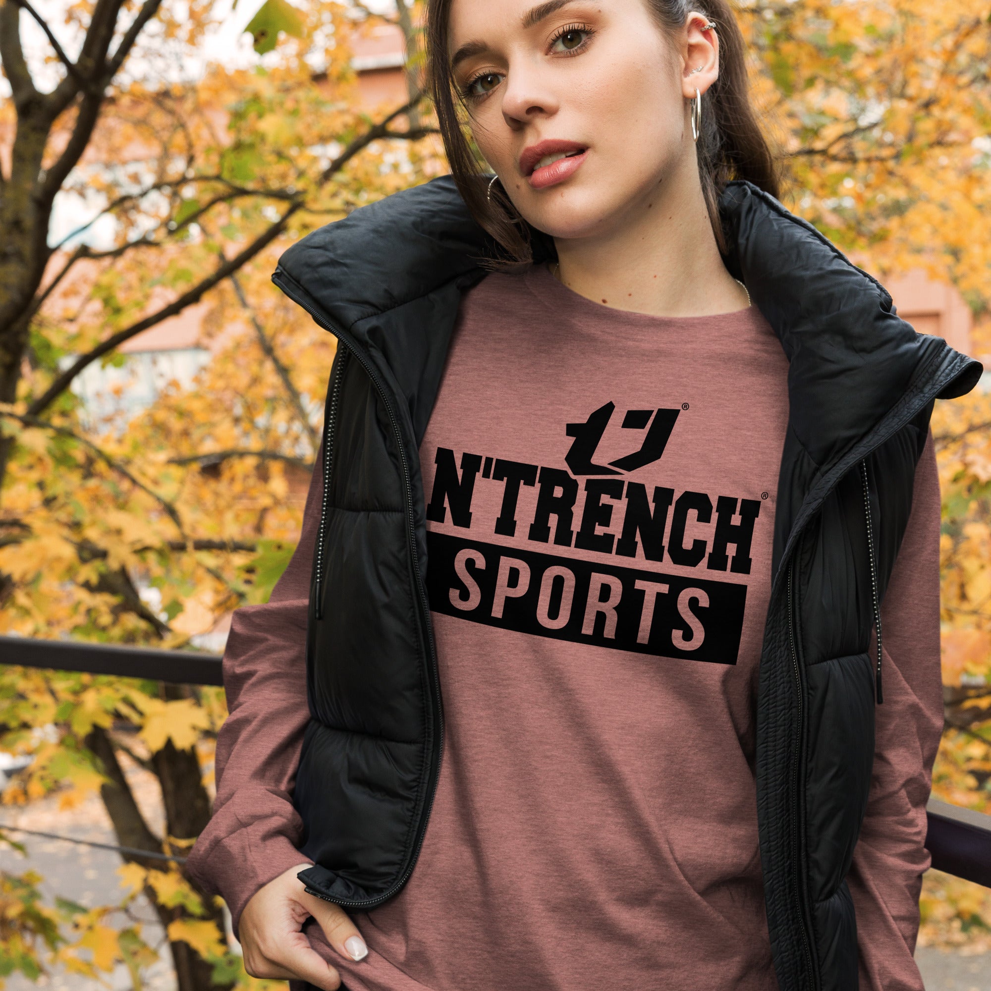 N'Trench Black Logo and Lettering Unisex Long Sleeve Tee